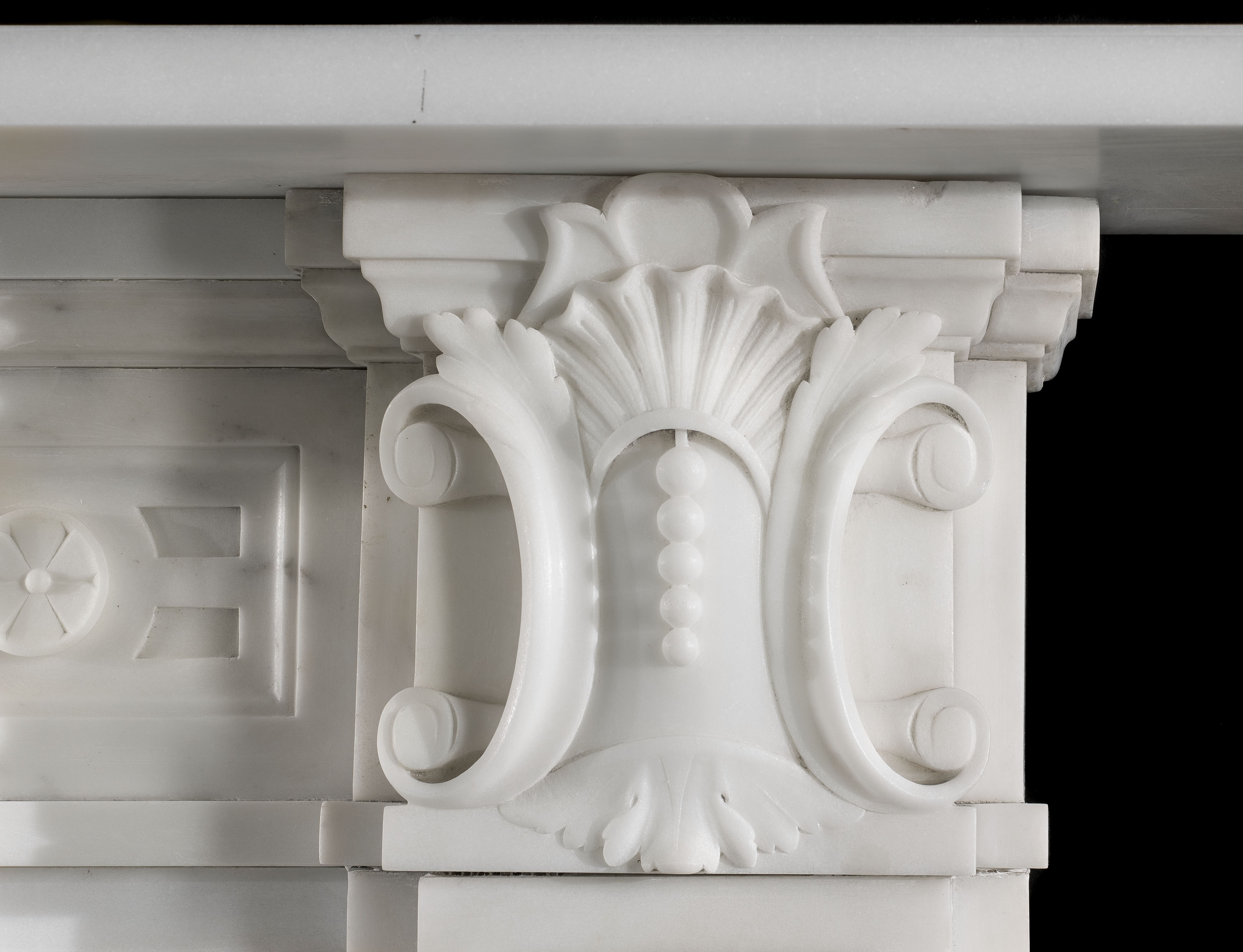  An antique Victorian fireplace mantel in white statuary marble 