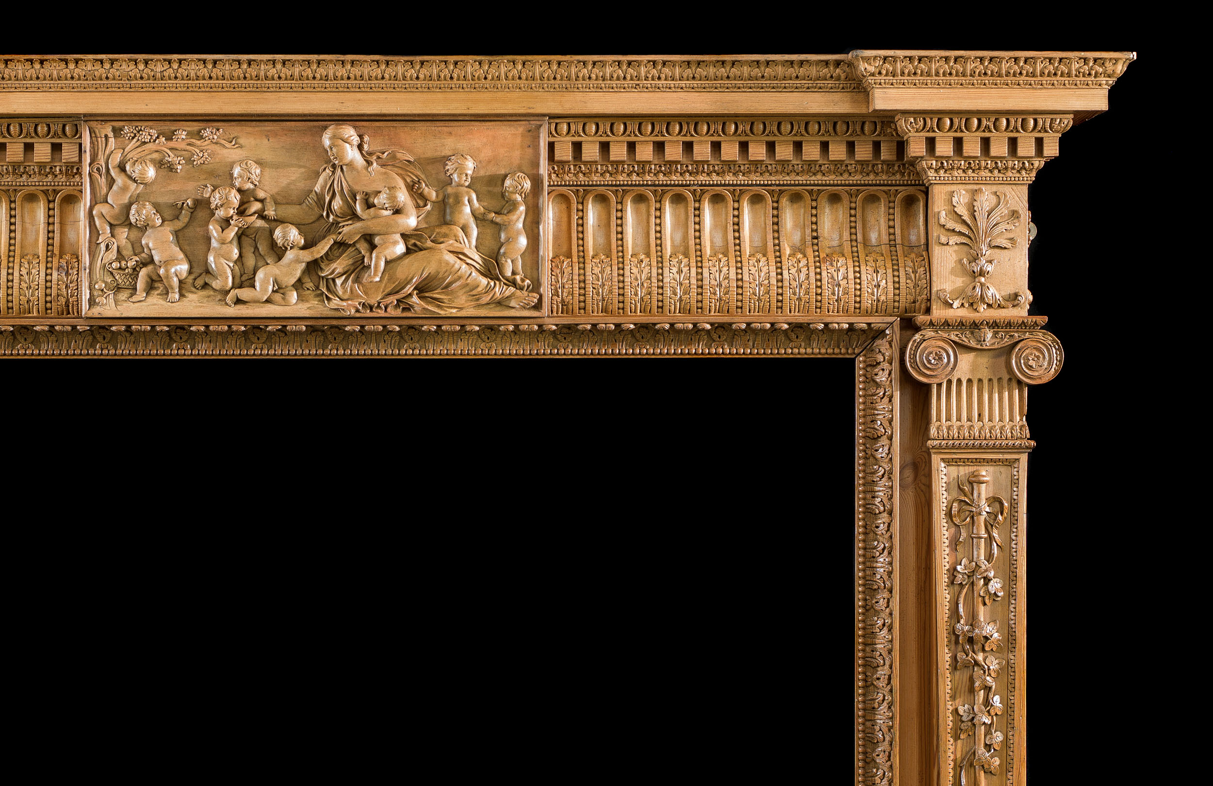 A Pine Neoclassical Style Fireplace Surround