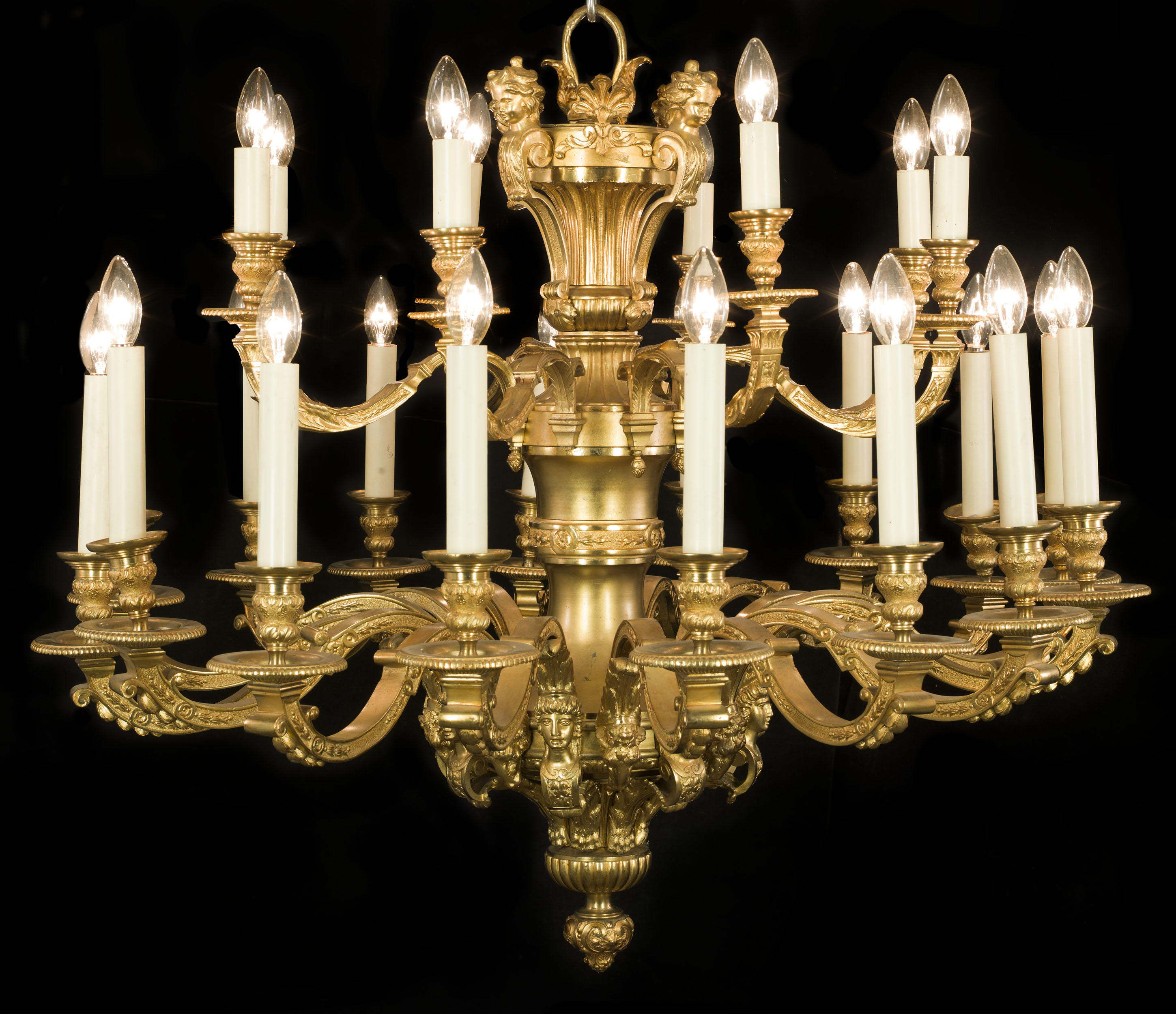 A Baroque Style Gilt Brass Chandelier