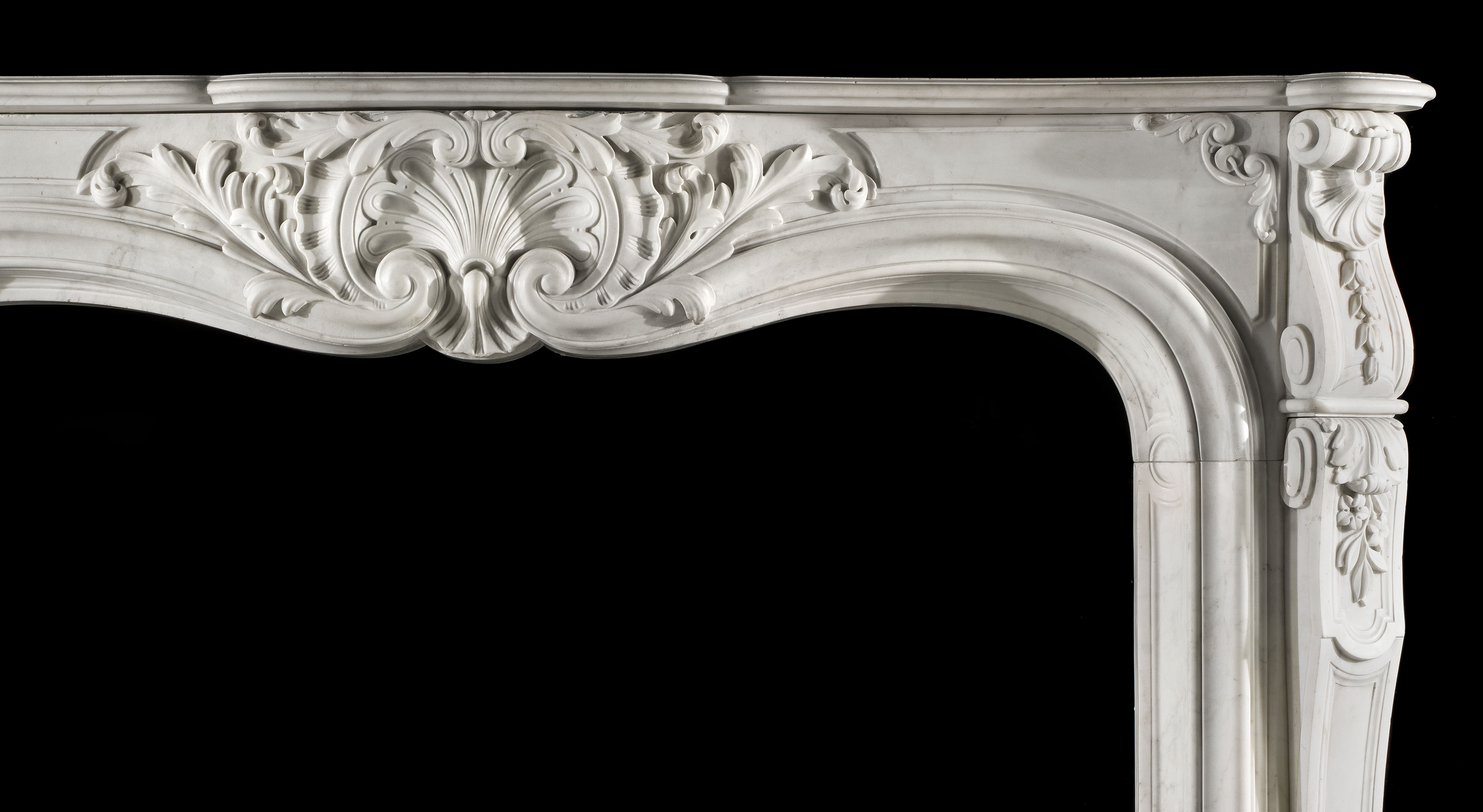 A French Rococo antique marble chimneypiece mantel