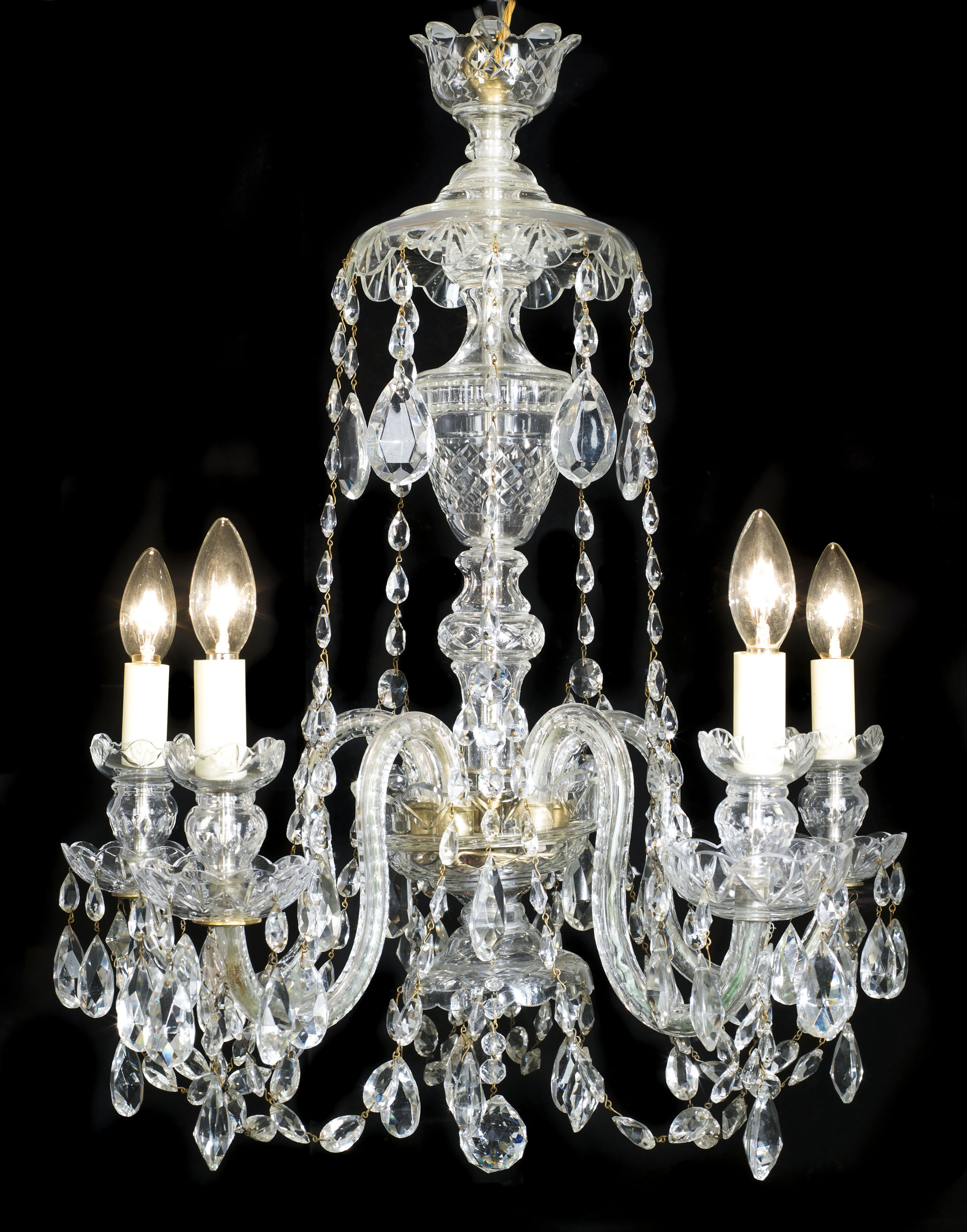 A Cut Glass Neoclassical Style Chandelier