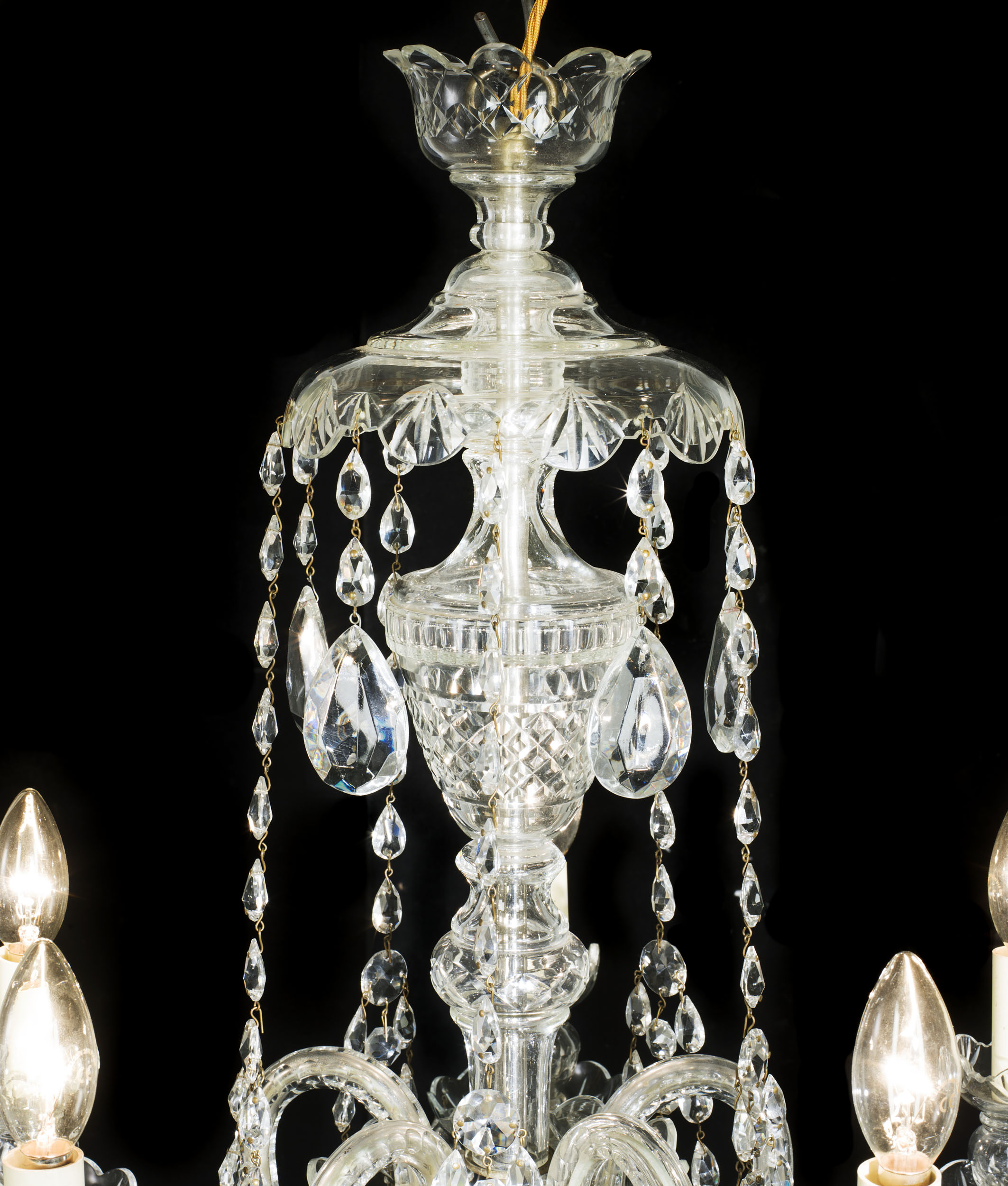 A Cut Glass Neoclassical Style Chandelier