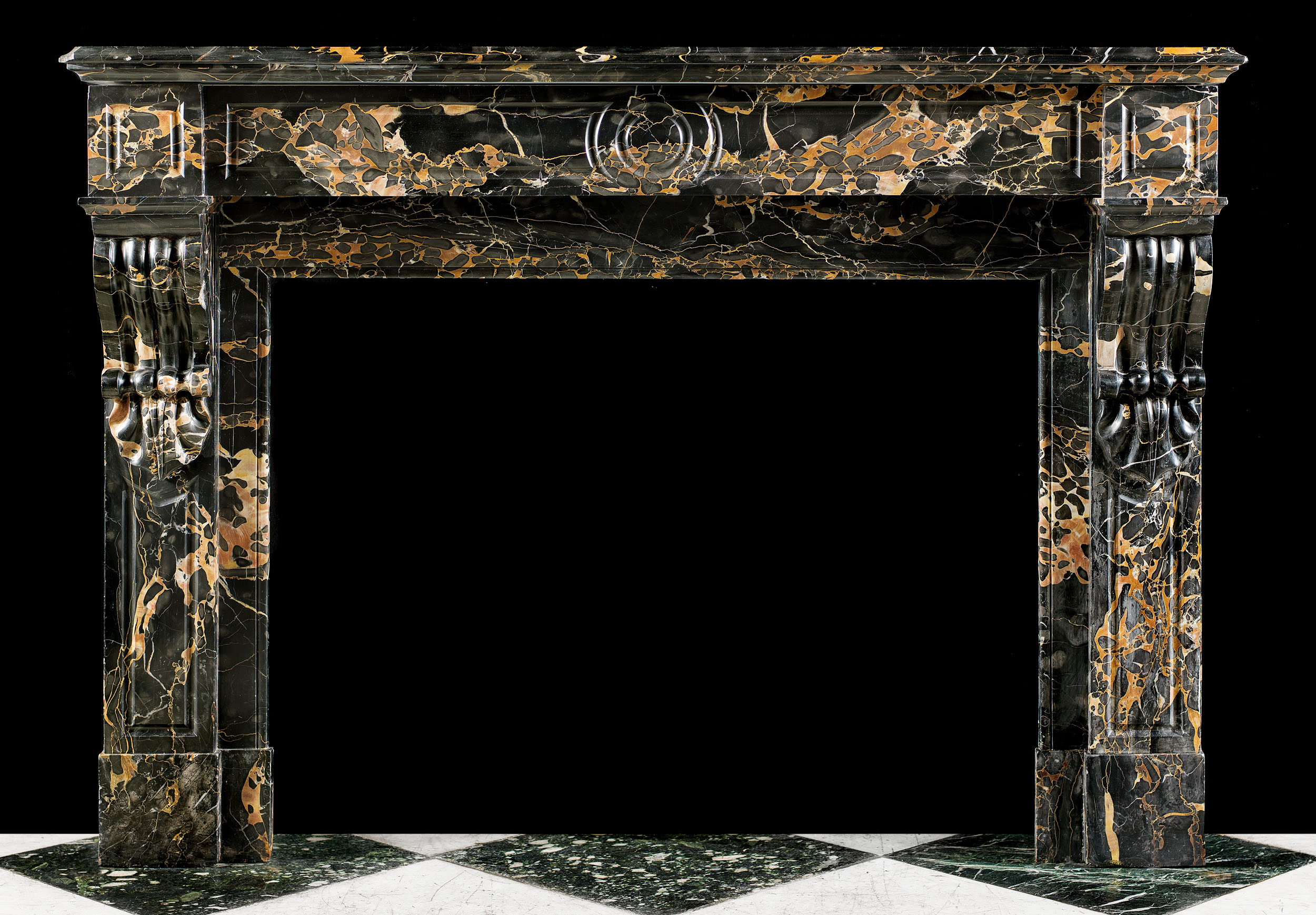 A French Portoro Marble Fireplace Surround
