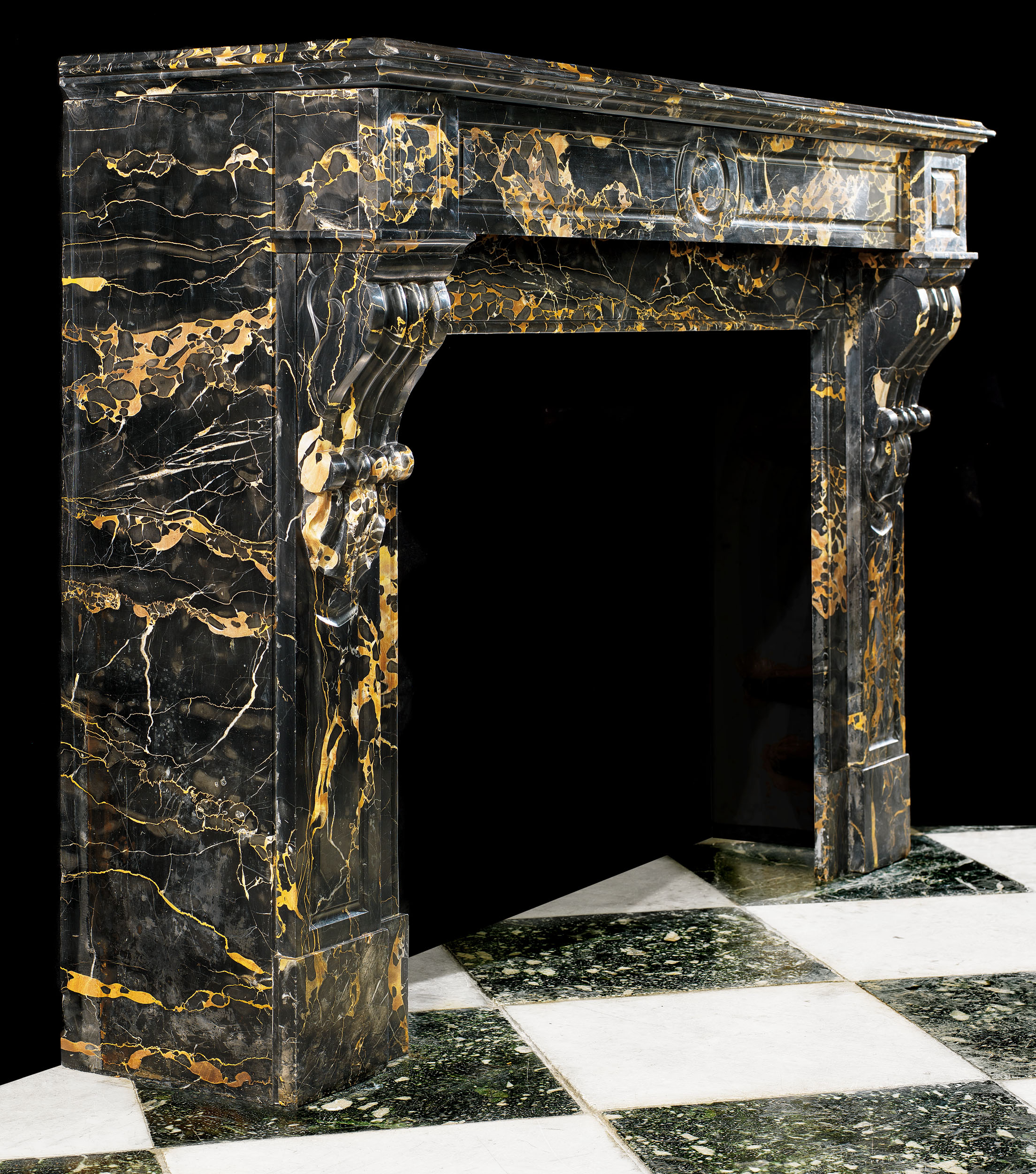 A French Portoro Marble Fireplace Surround