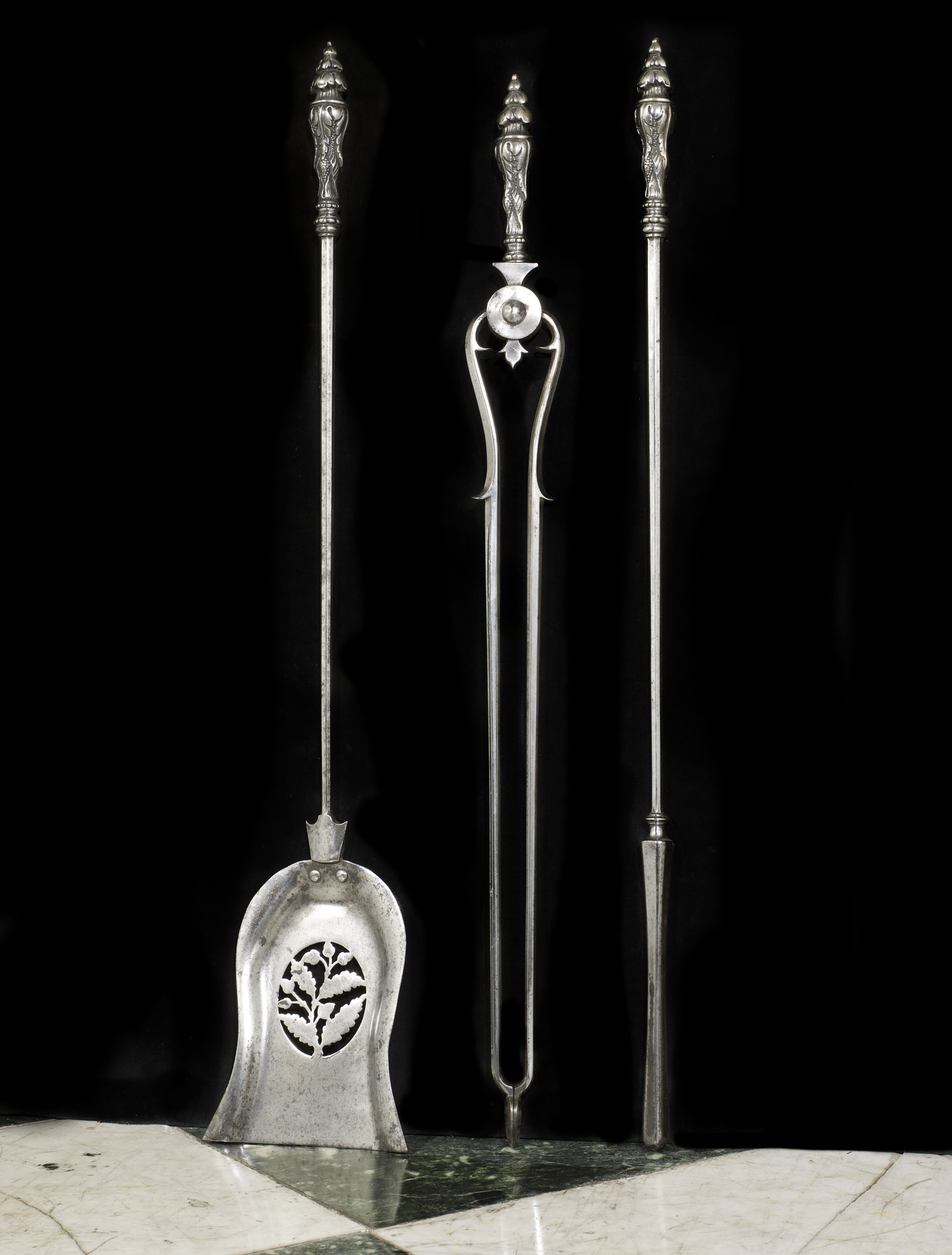 A Set of Three Victorian Steel Fire Tools