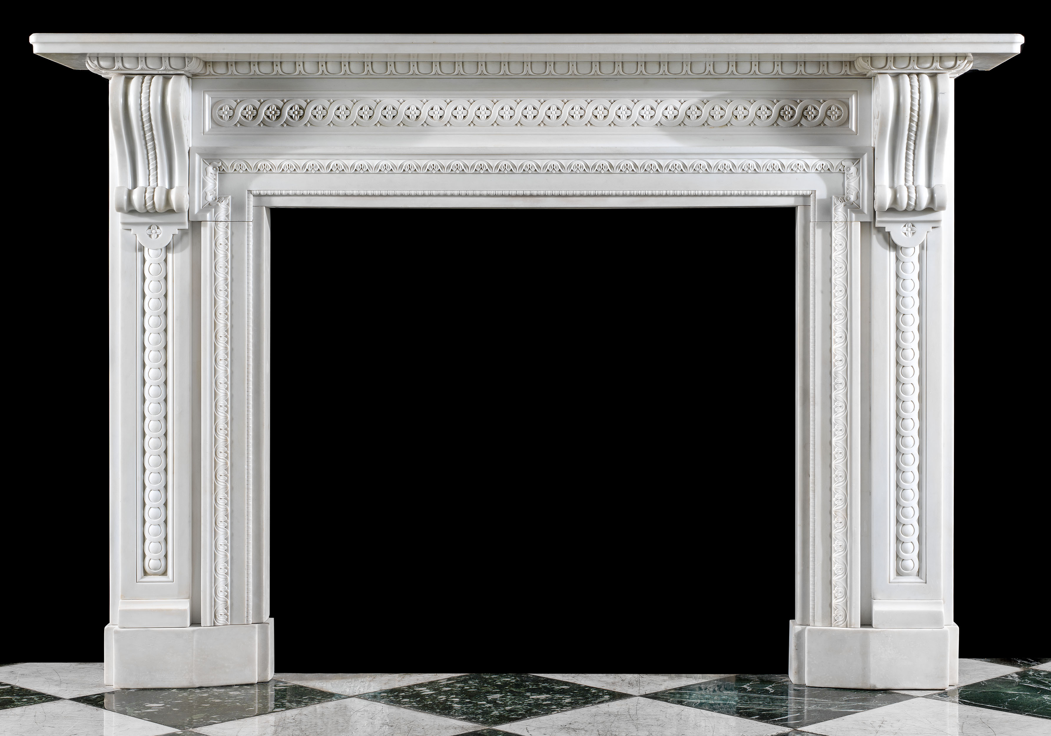 A Victorian white marble antique fireplace mantel  