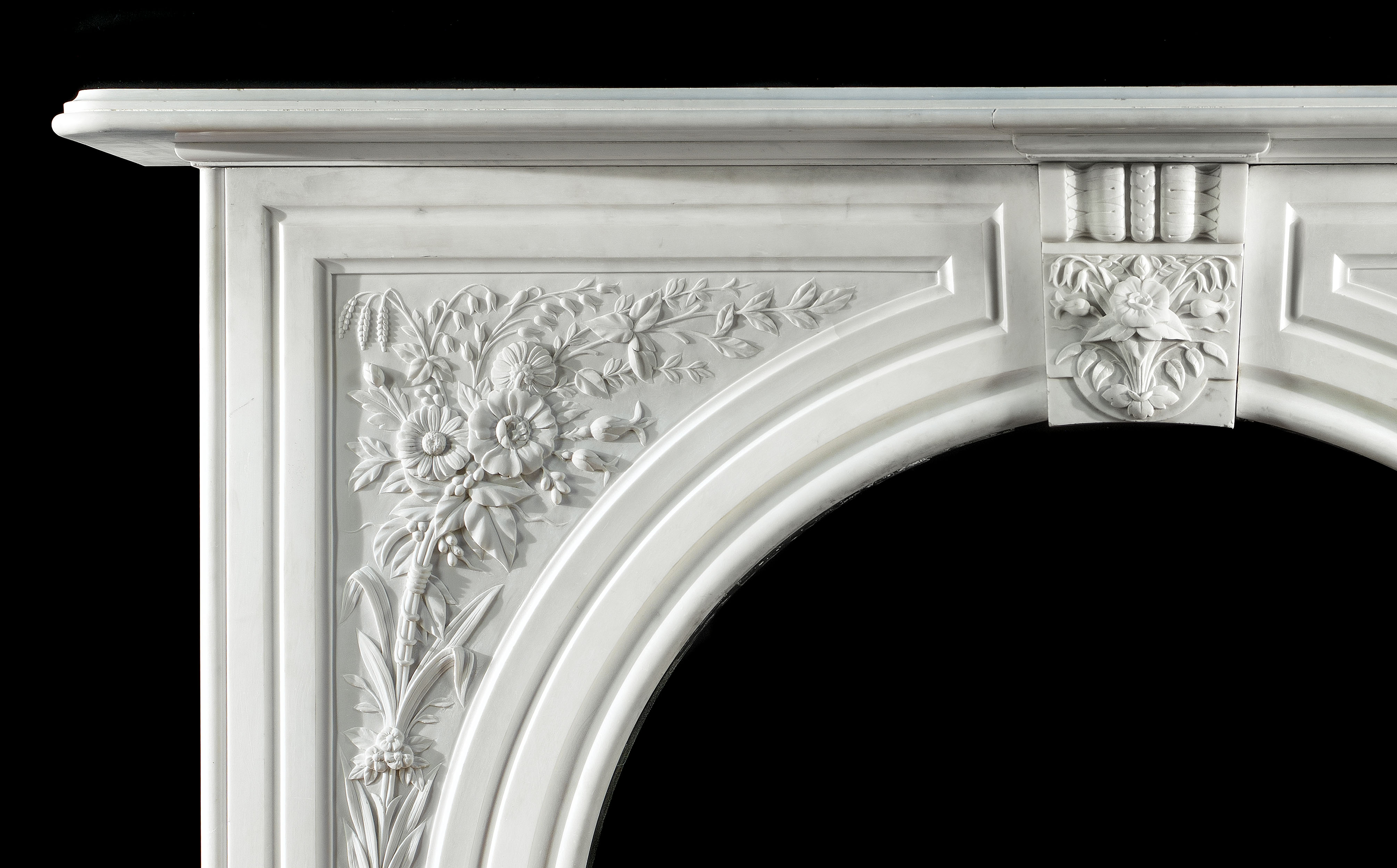 A Victorian arched marble antique fireplace 