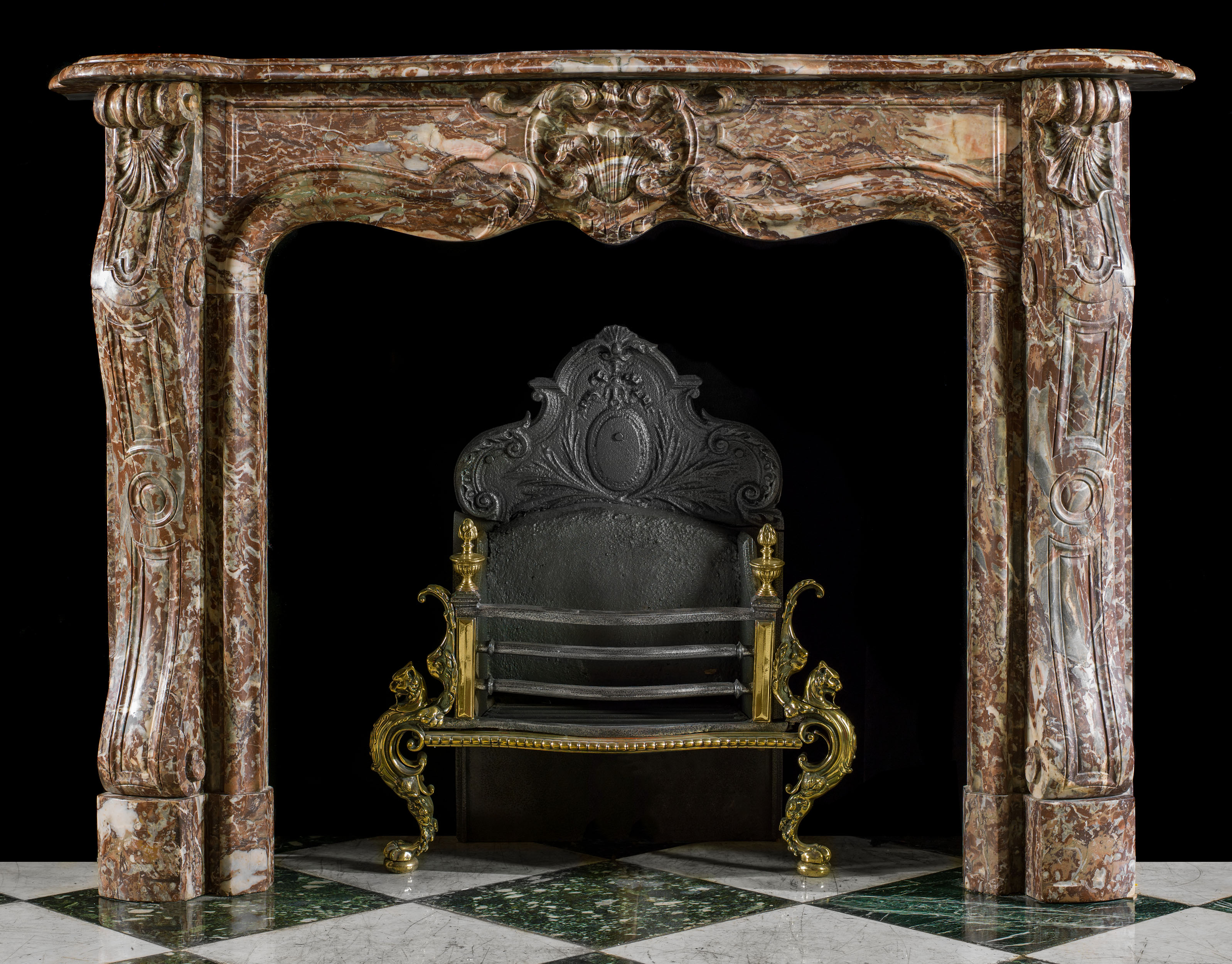  A Rococo style Rouge Royal Marble antique chimneypiece   