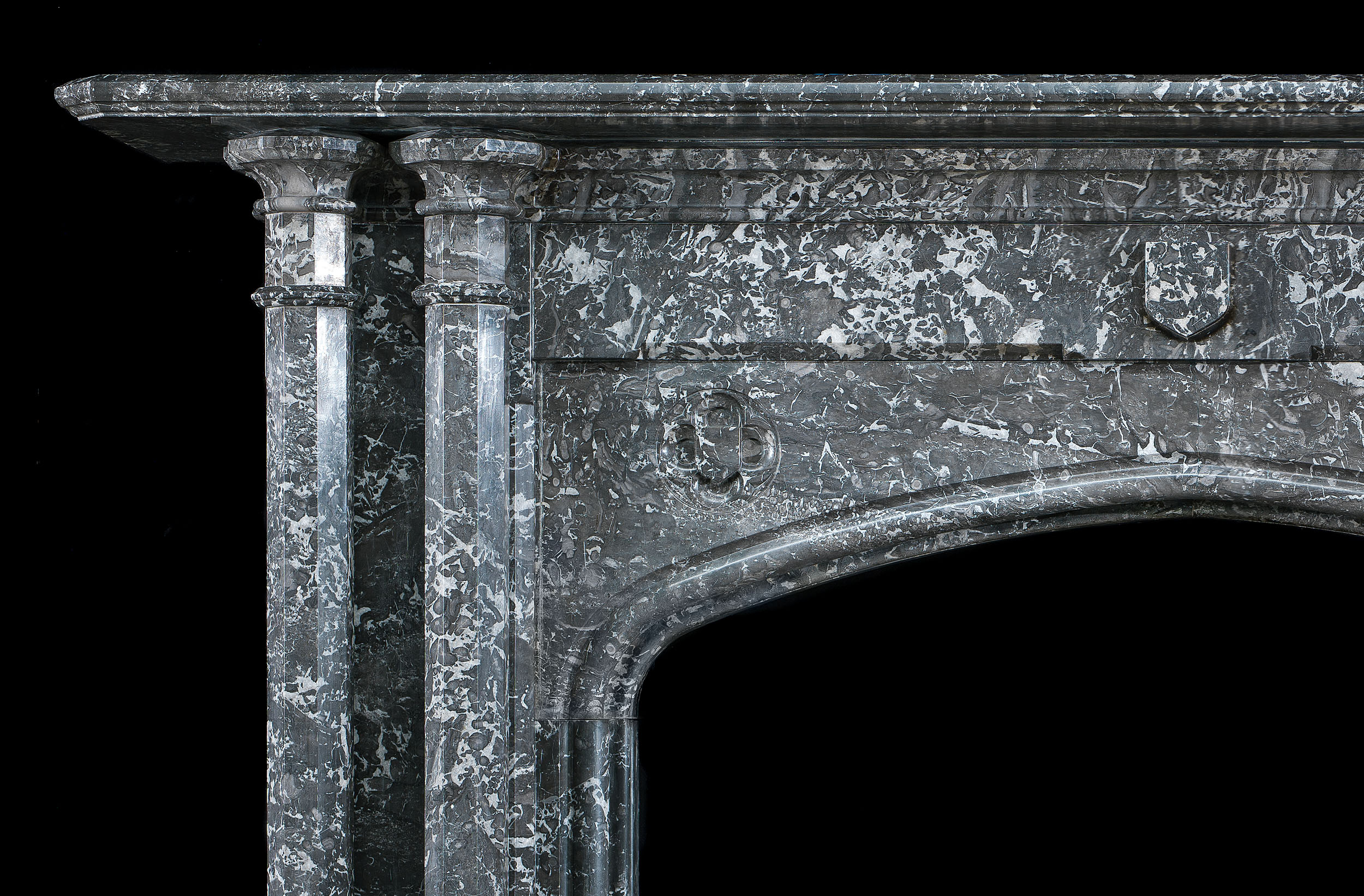 A Gothic Revival Antique Marble Fireplace