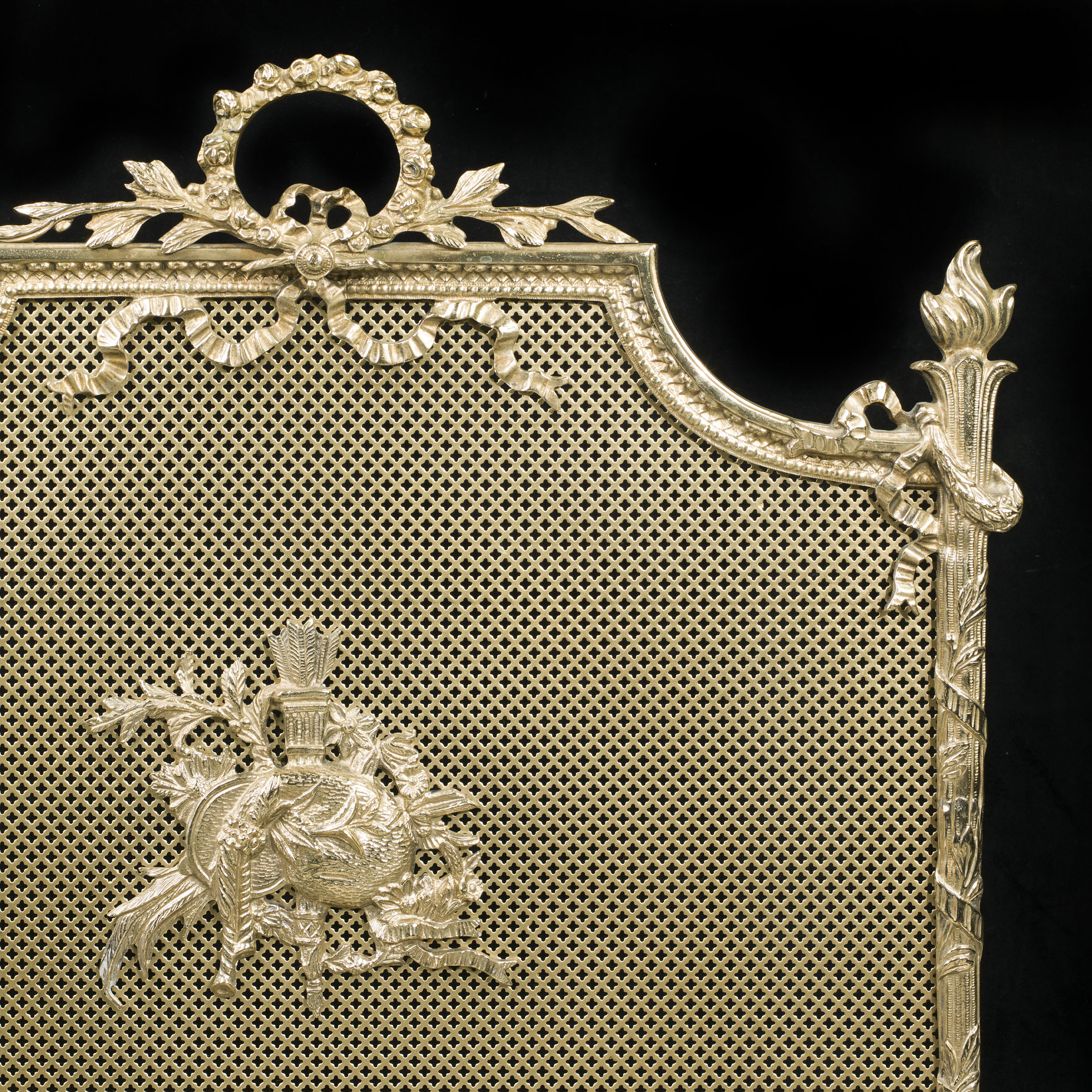 A Louis XVI Style Gilt Brass Fire Screen
