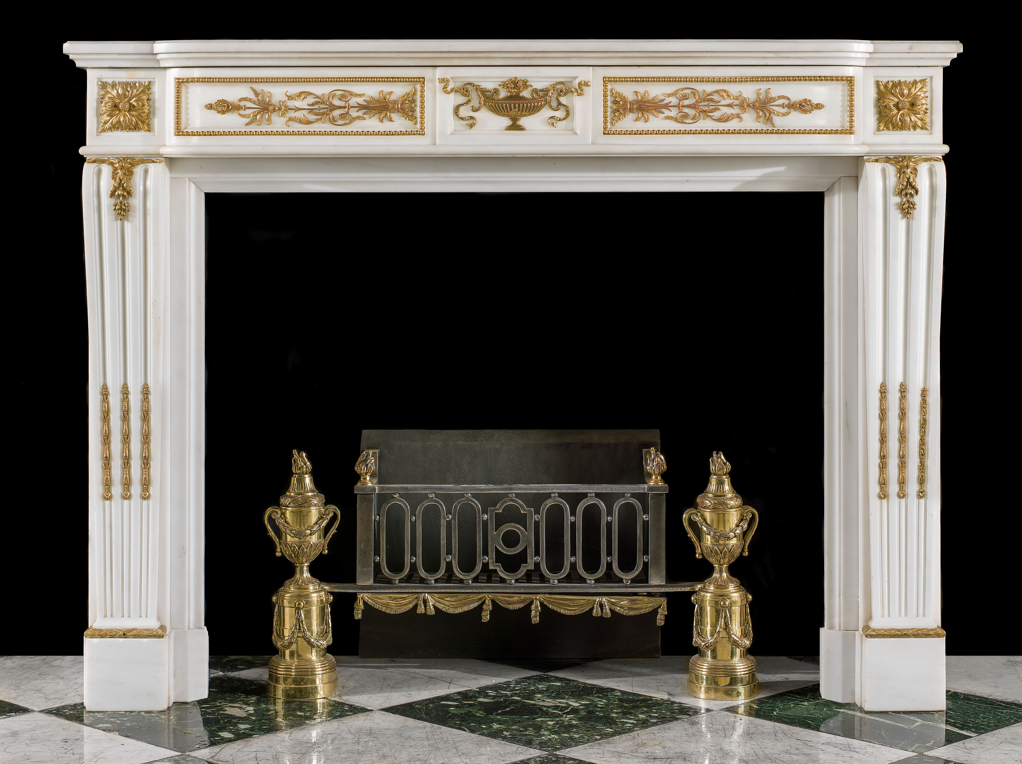  Statuary Marble and Ormolu Louis XVI Fireplace 