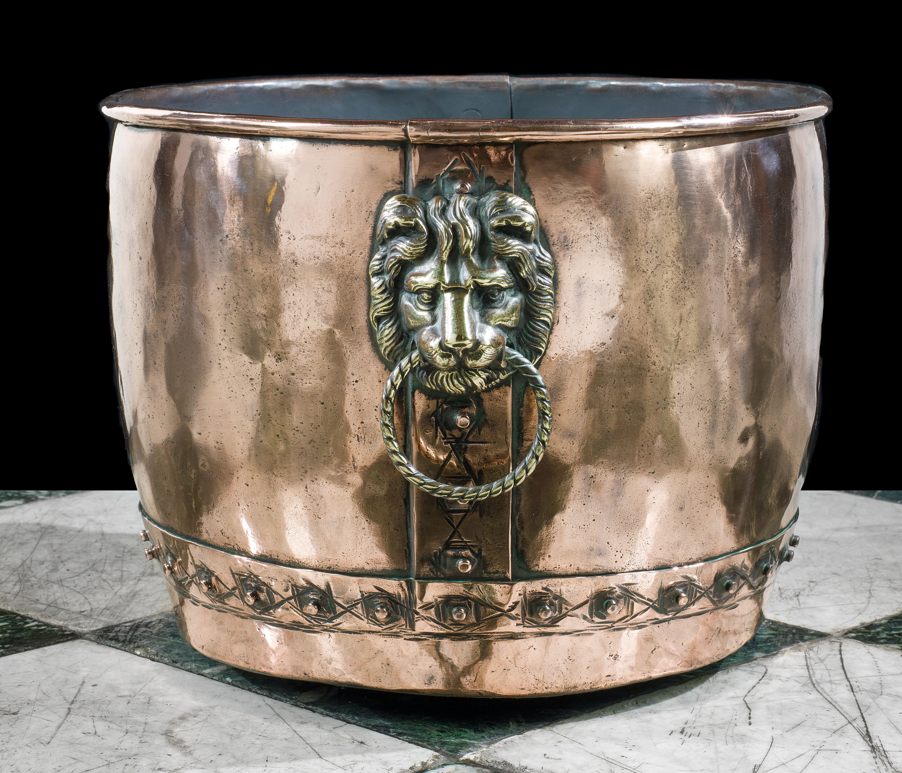 A large Victorian copper and brass log bin    