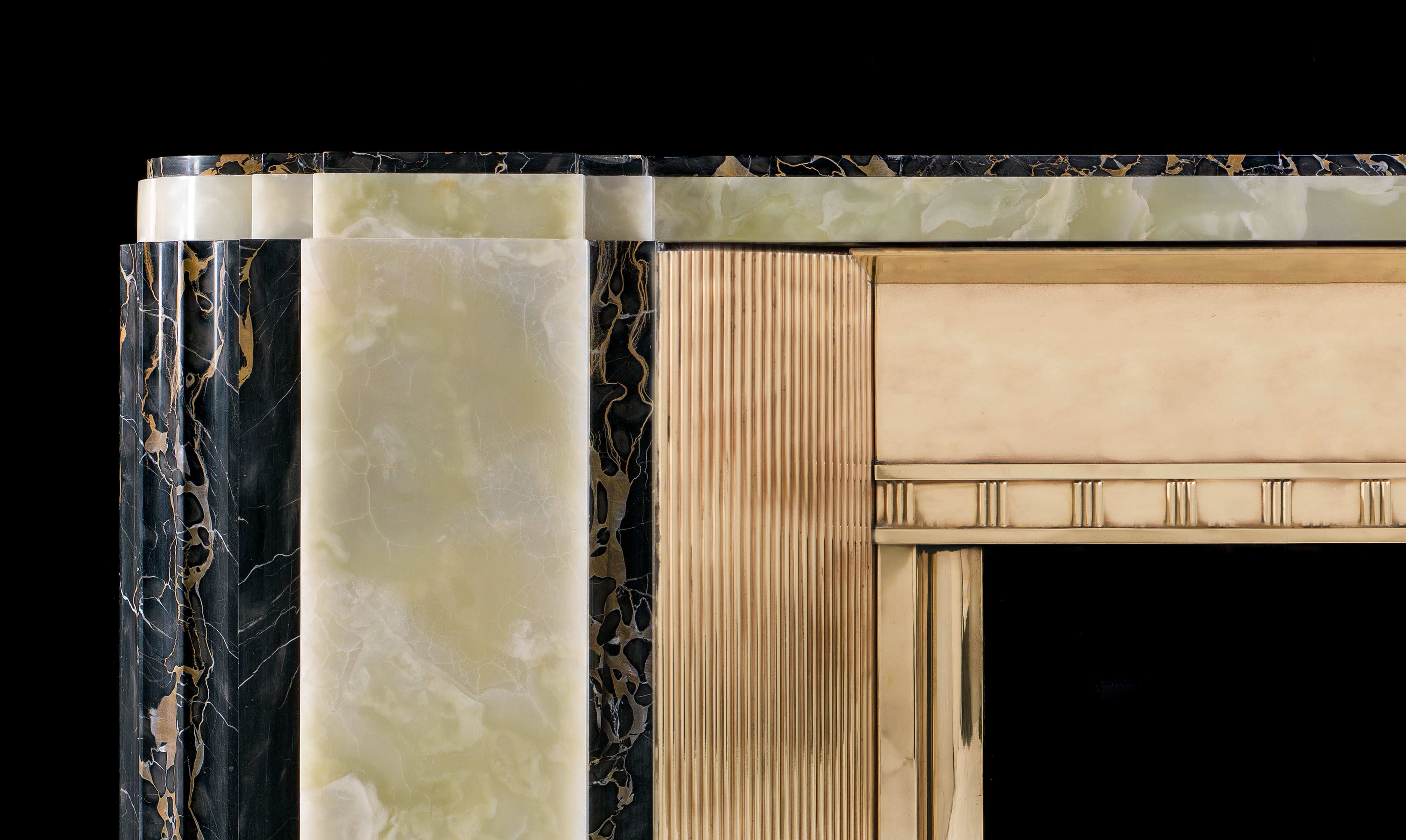 Low and wide 1930's Art Deco marble fireplace surround    