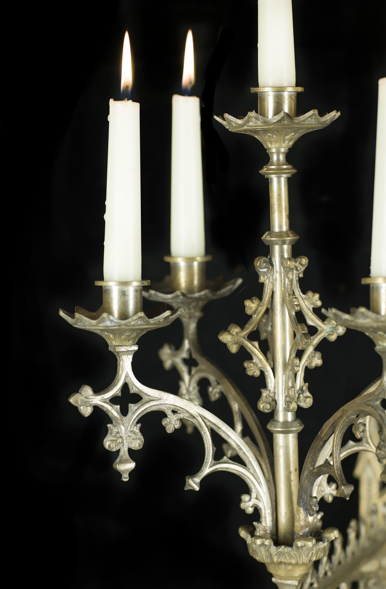 Pair of Silver Plated Pugin Style Wall Lights