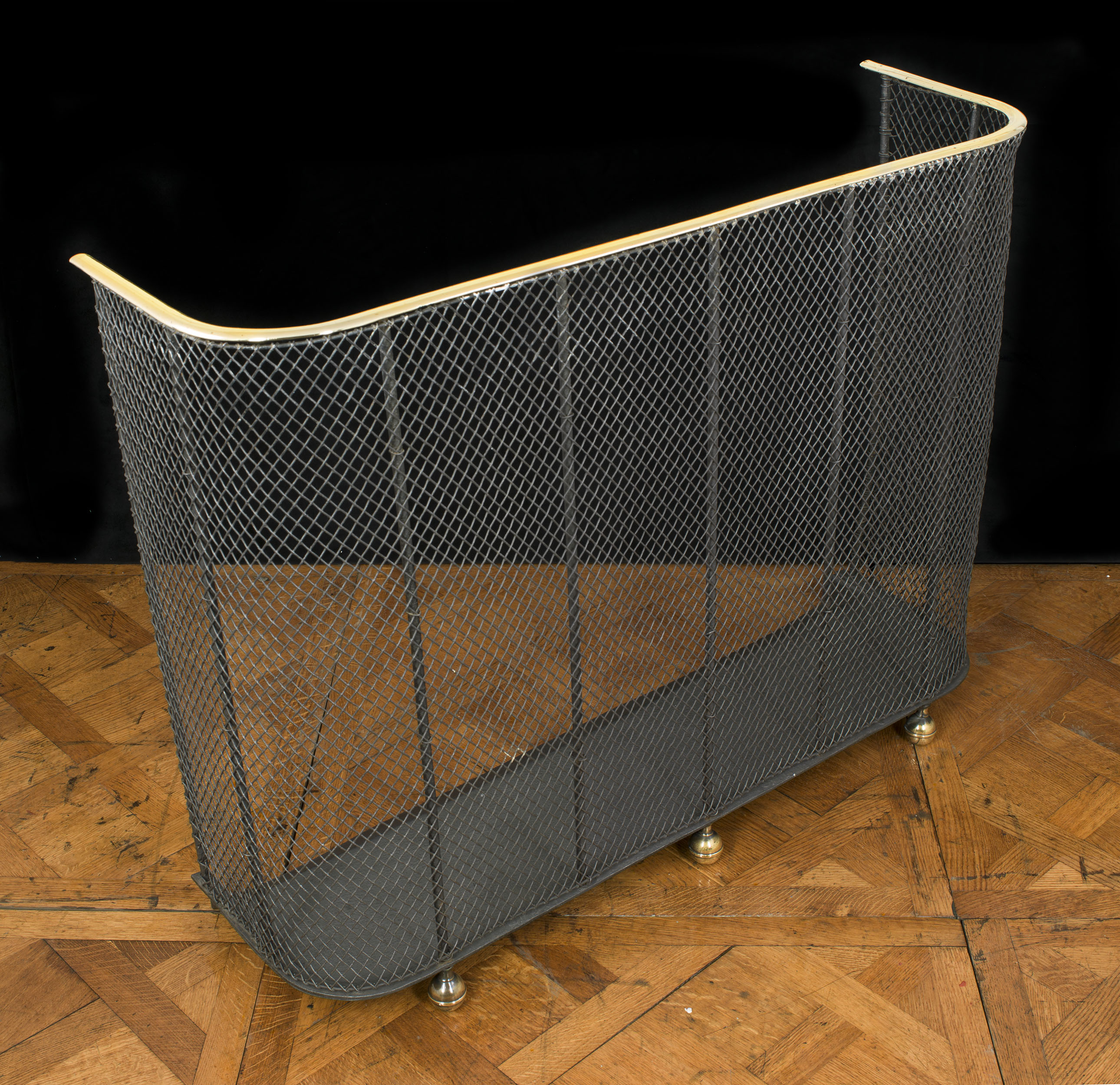 A Traditional Brass and wire mesh Victorian Fire Guard    