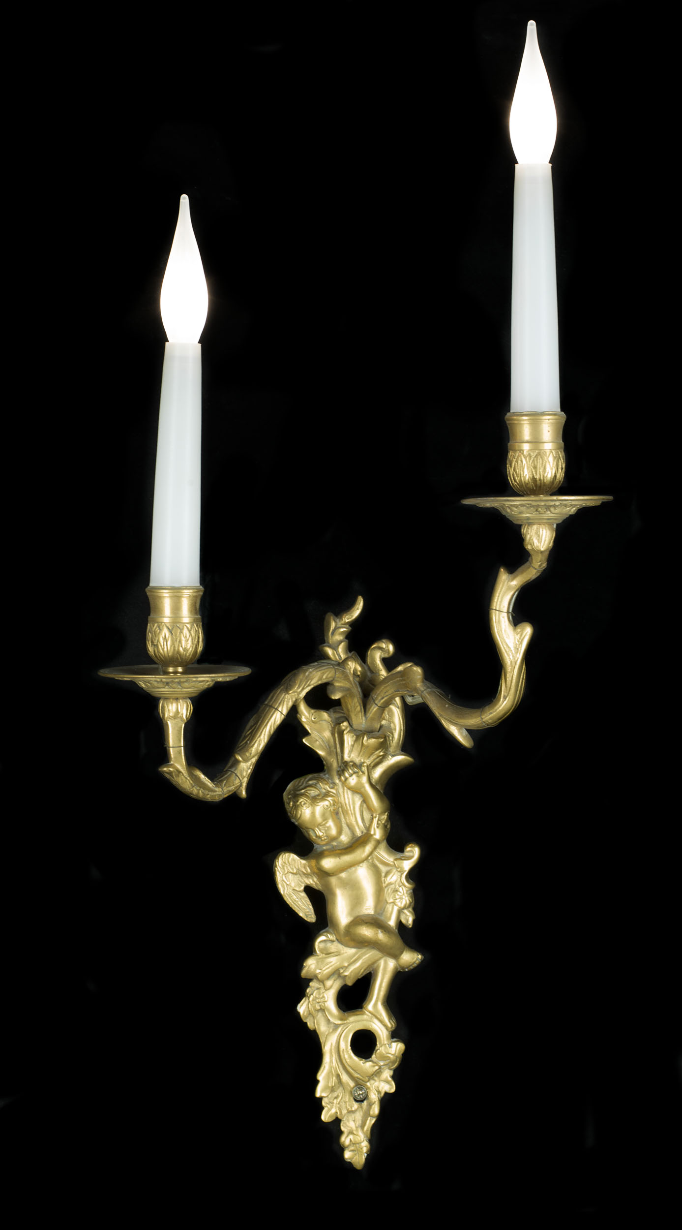 Twin Branch Pair of Rococo Style Wall Lights