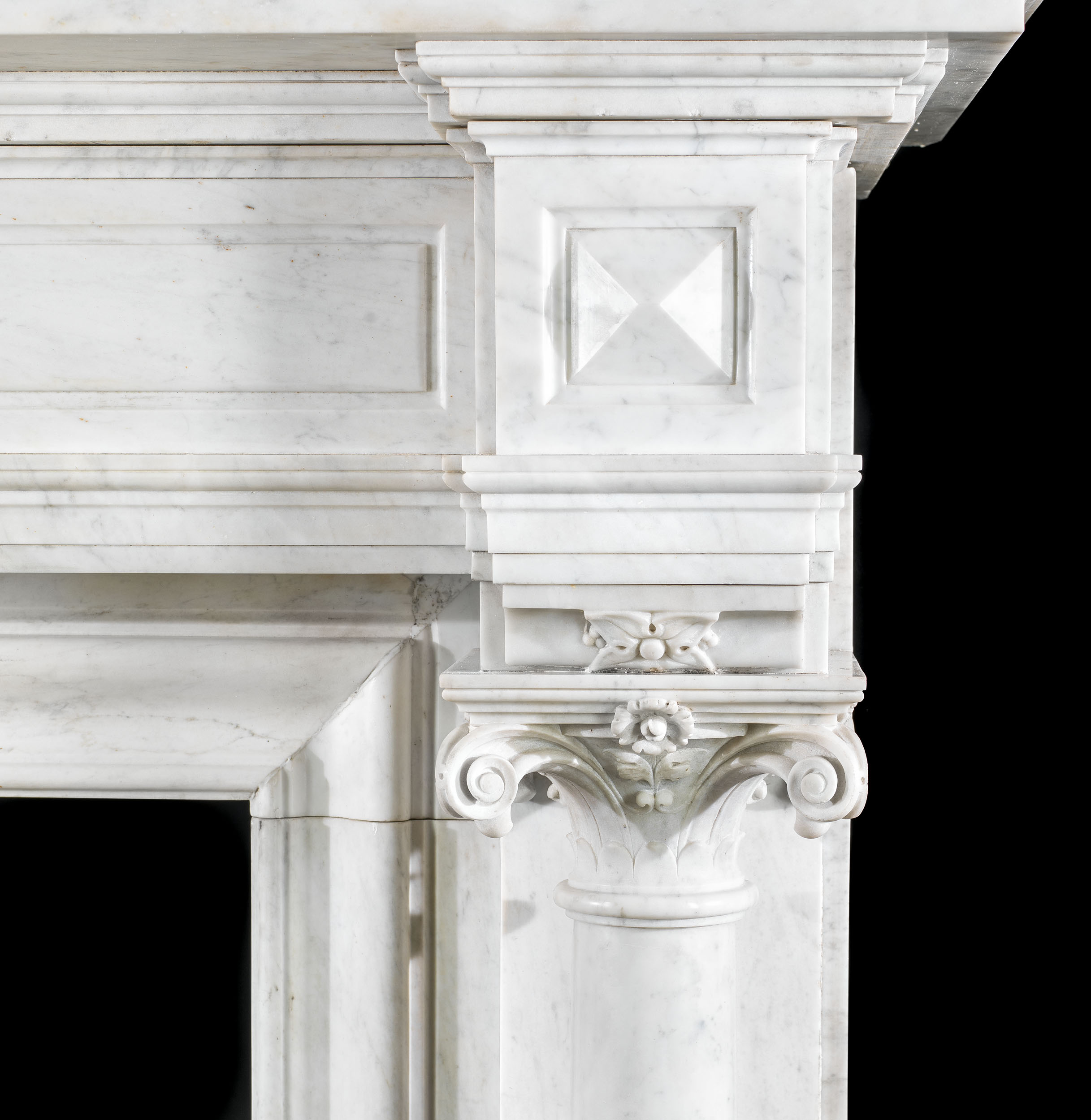  Belgian Columned Marble Fireplace Mantel