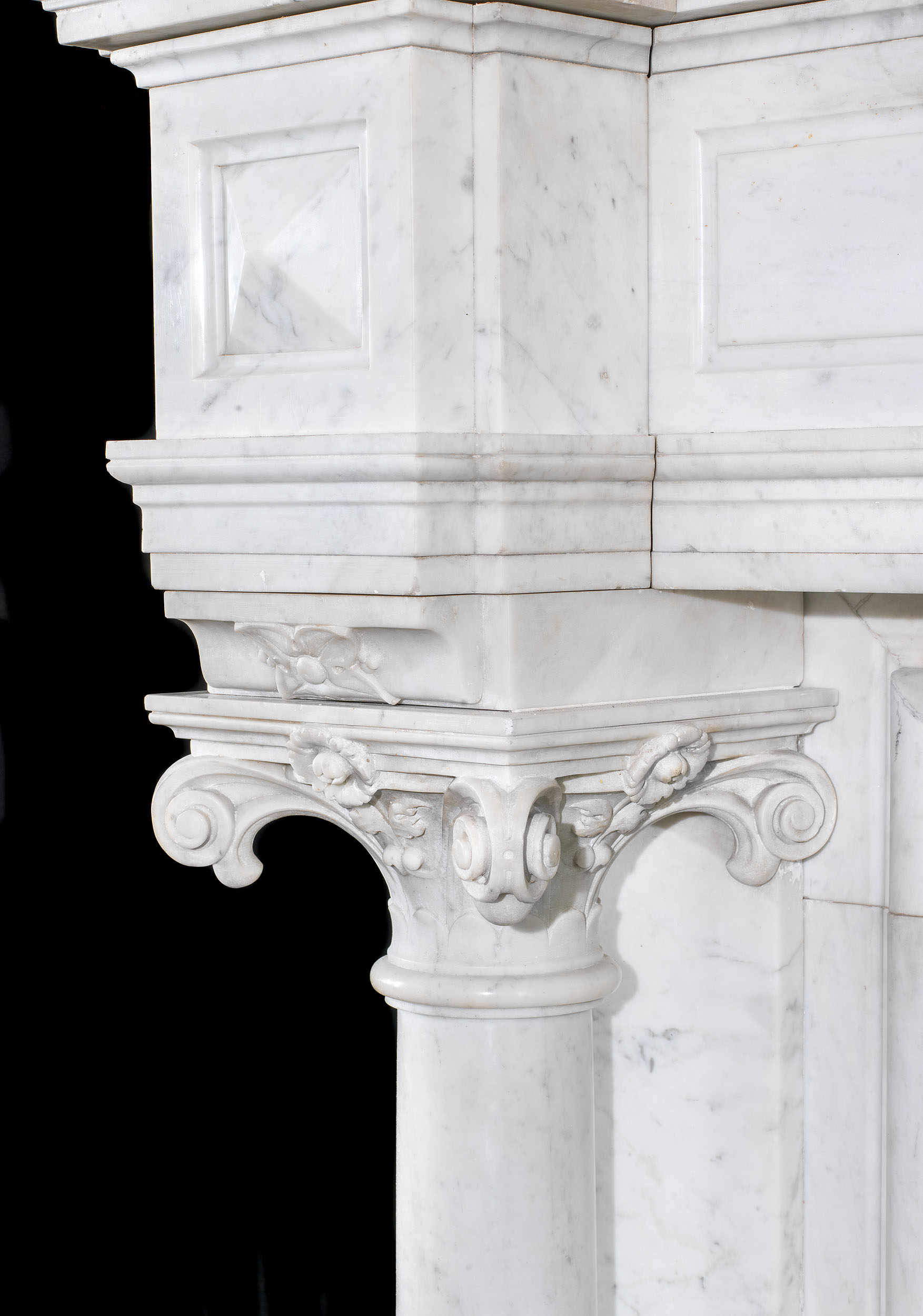  Belgian Columned Marble Fireplace Mantel