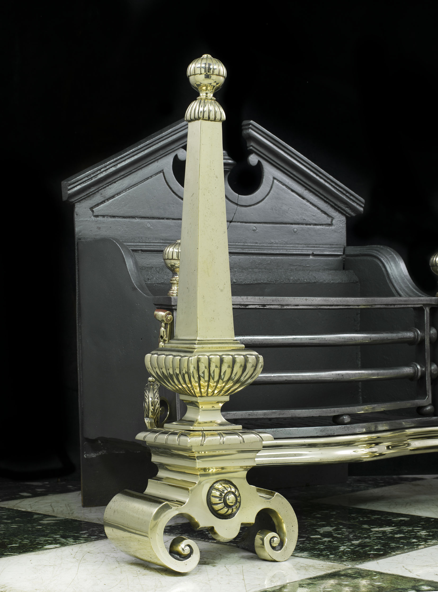 A Large Neoclassical Style Antique Fire Grate