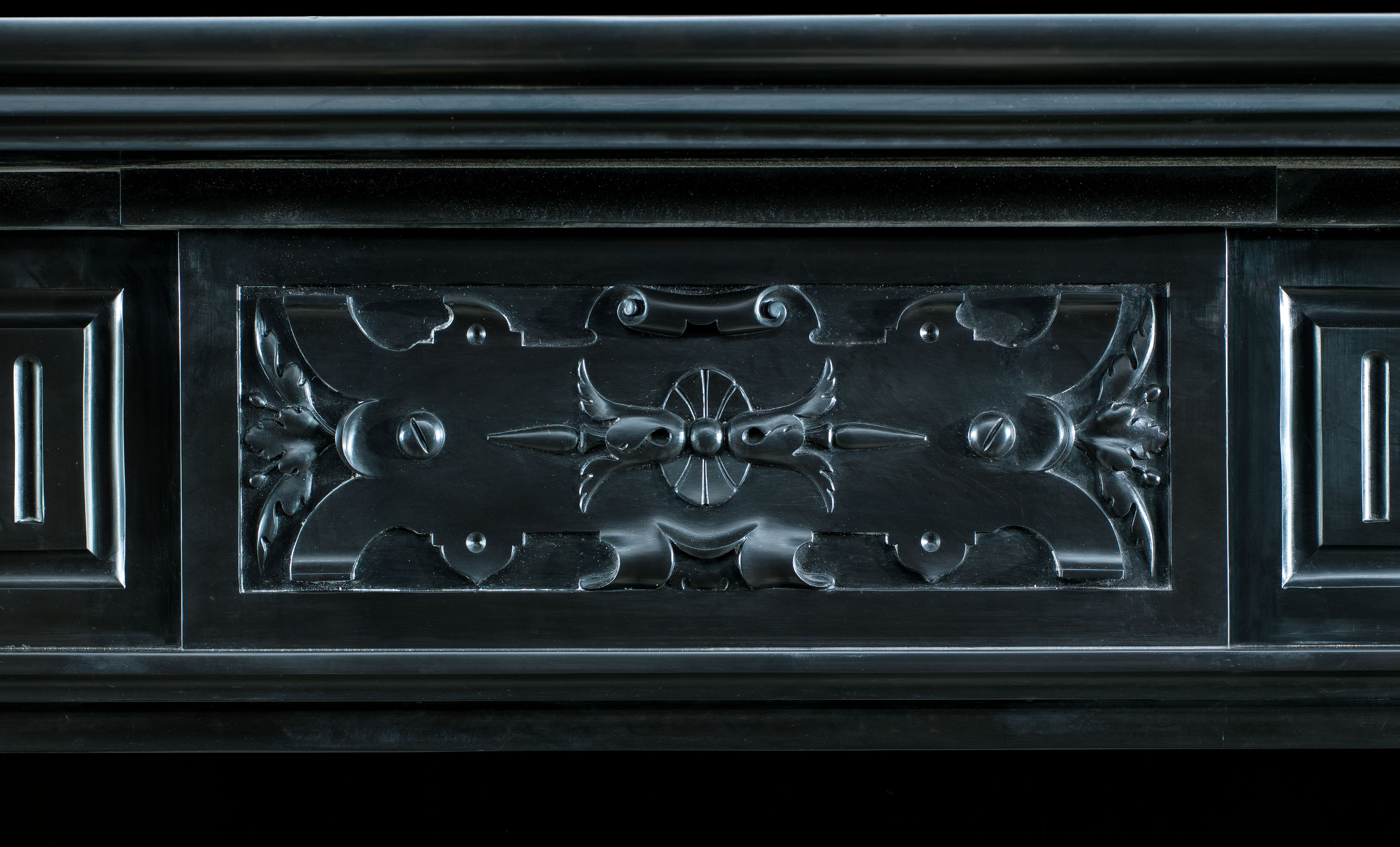  A Belgian Black Marble Antique Fireplace