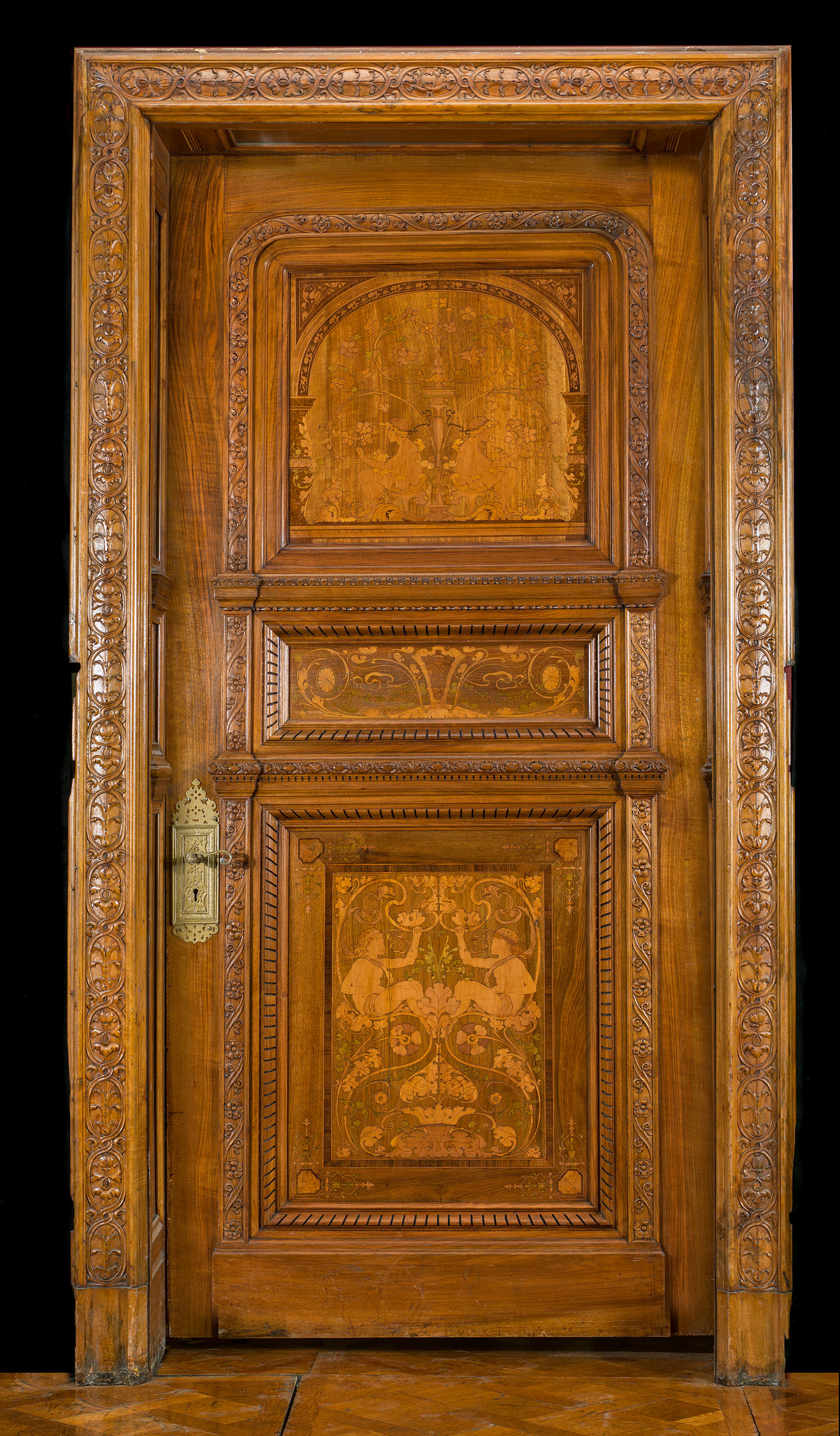 A Victorian Walnut Marquetry Door