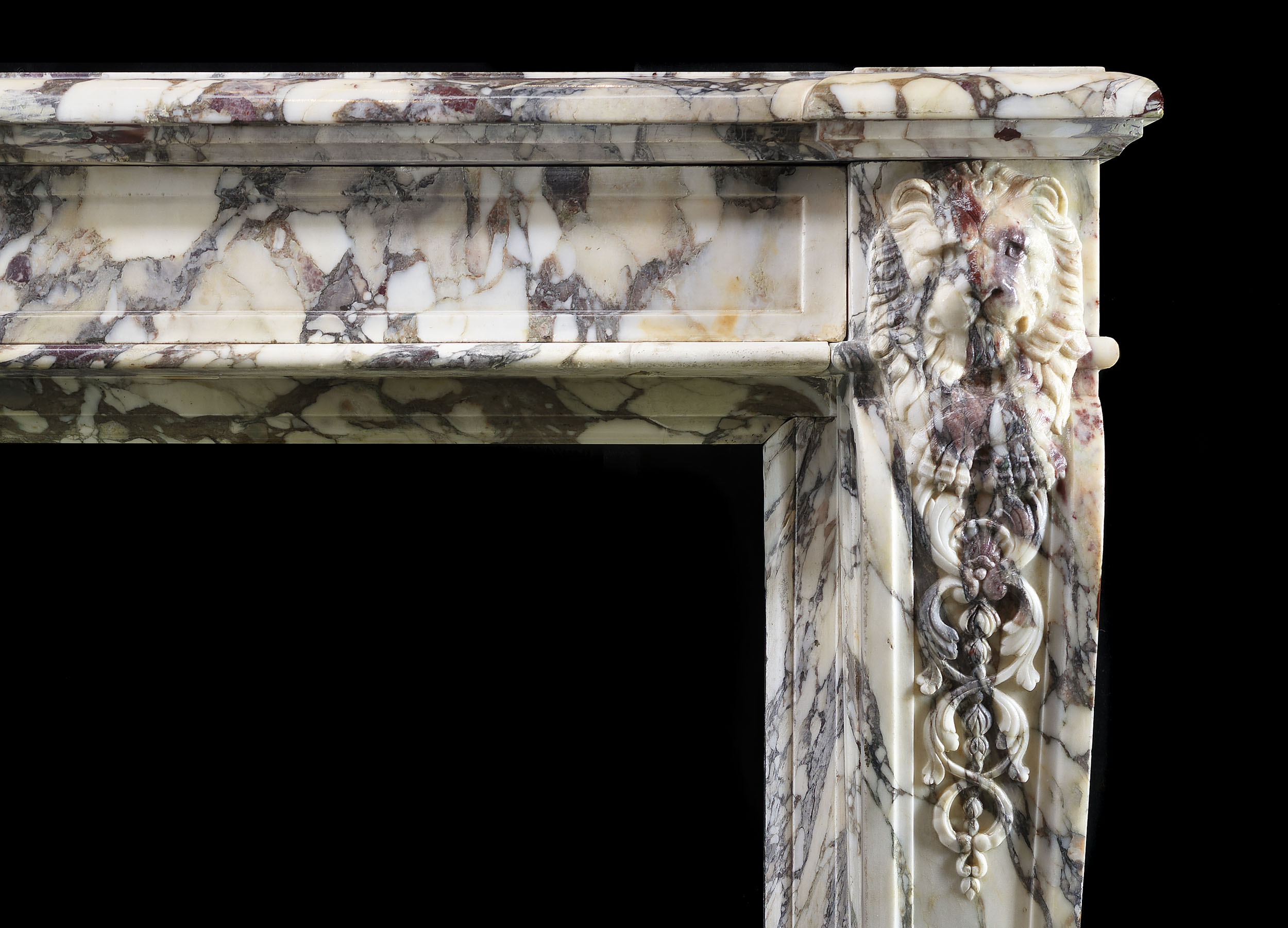 Antique large Louis XVI coloured carved Marble French chimneypiece
