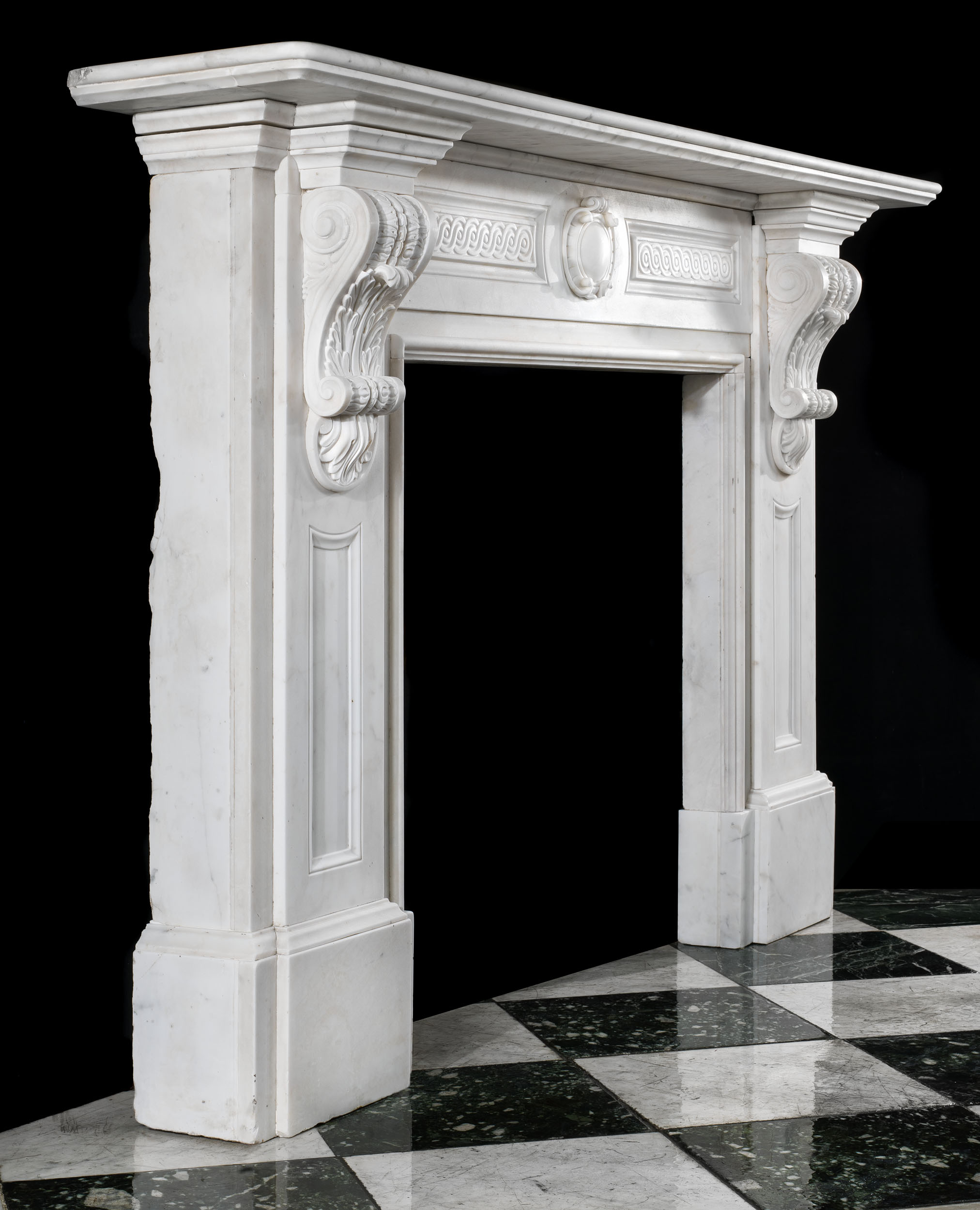 An Antique Victorian statuary marble antique Fireplace Mantel