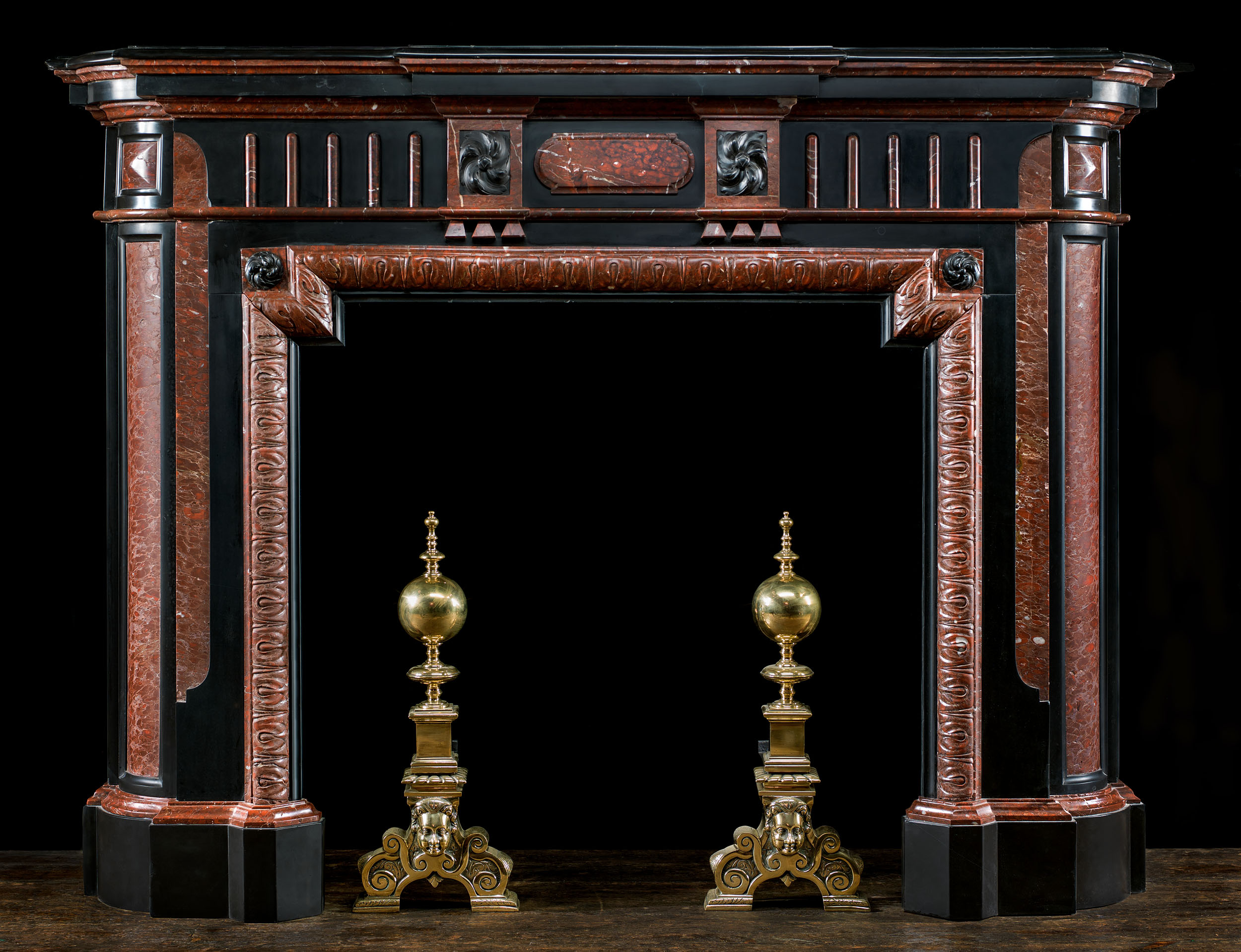 A Black & Red Griotte Marble Fire Surround