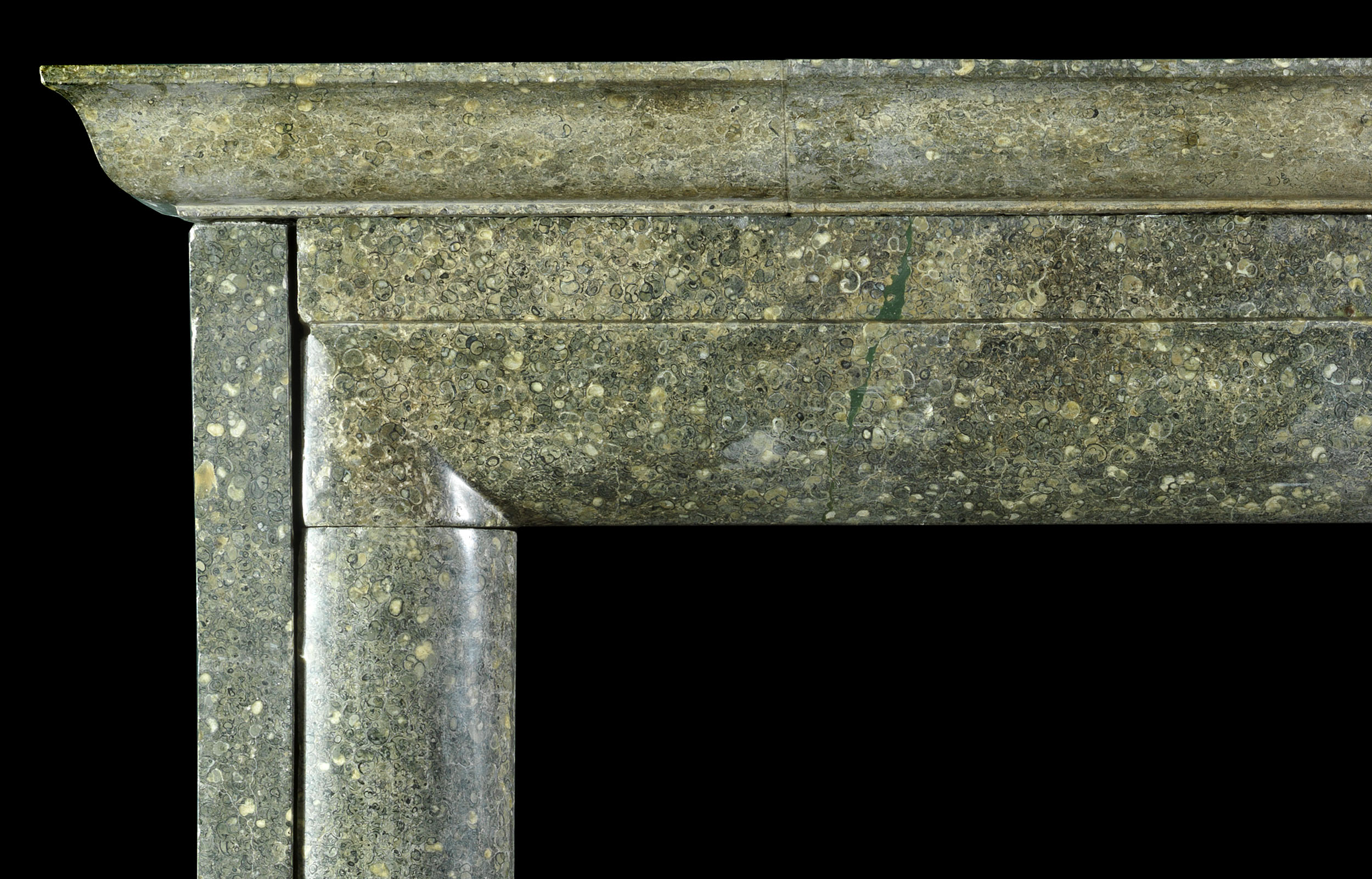Antique Bolection fireplace in Fossil Purbeck Green Marble
