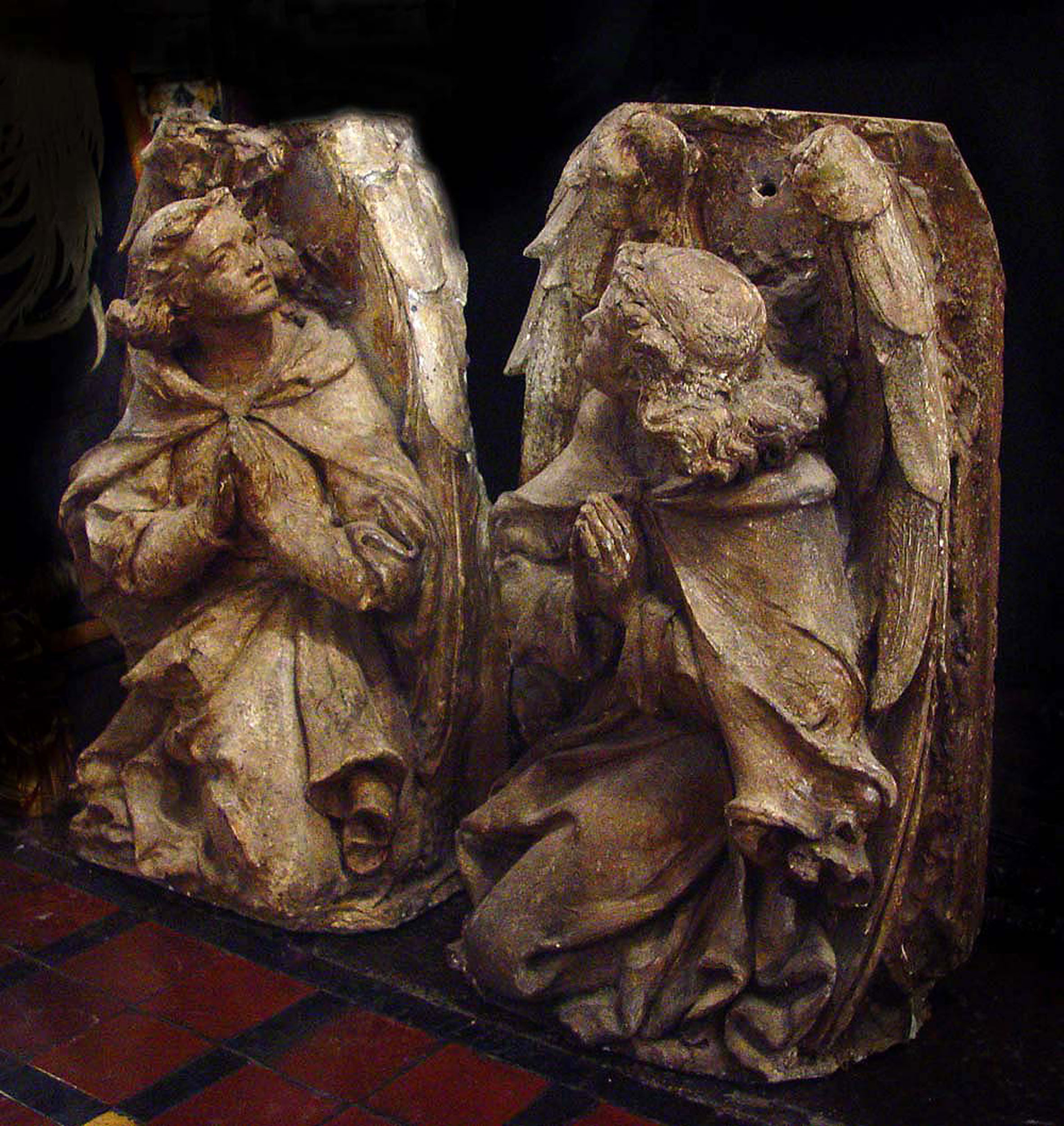 A Pair of Baroque Plaster Angel Sculptures
