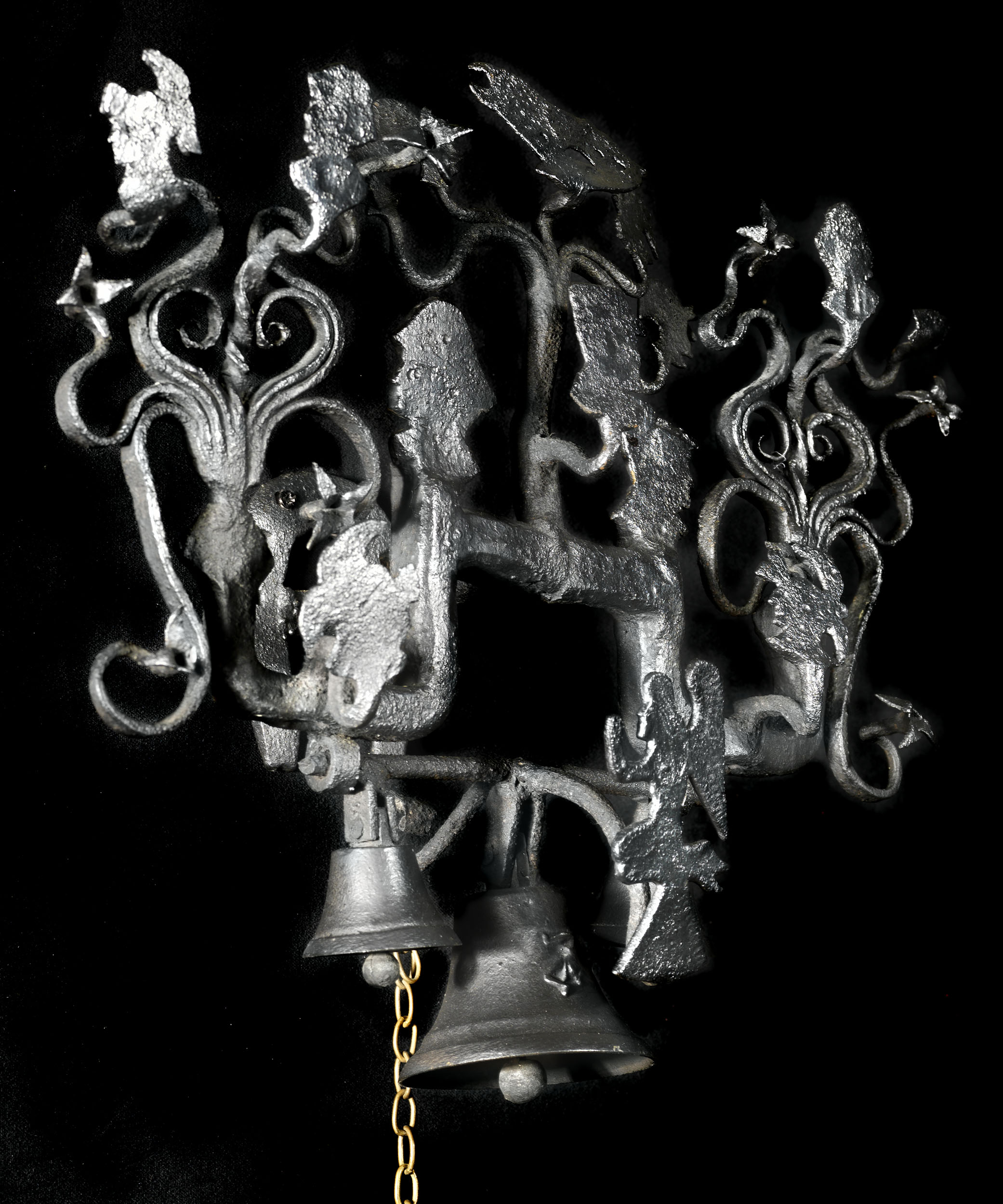 A Wrought Iron Victorian Triple Bell & Pull
