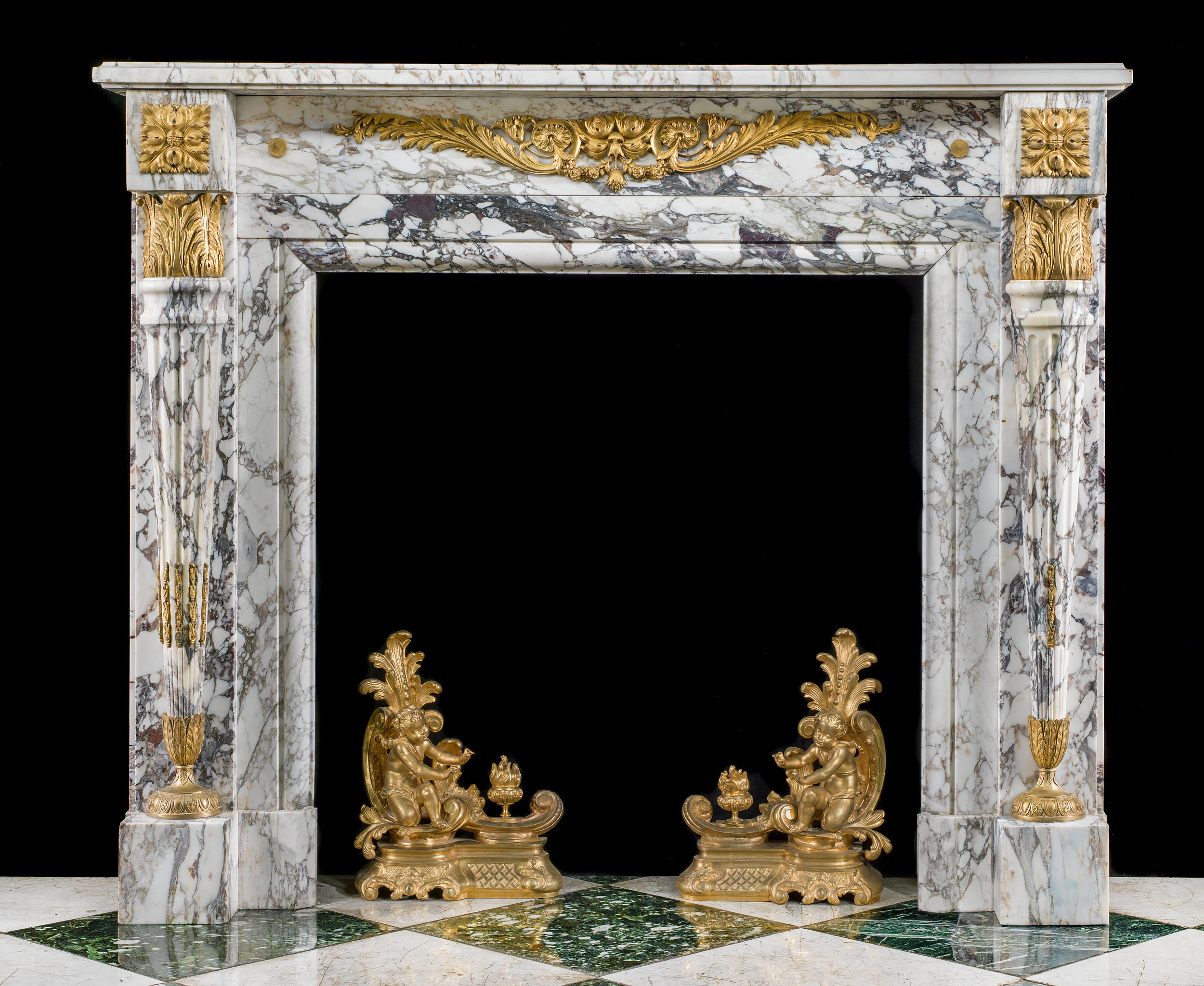 A Small Louis XVI Breche Violette Fireplace
