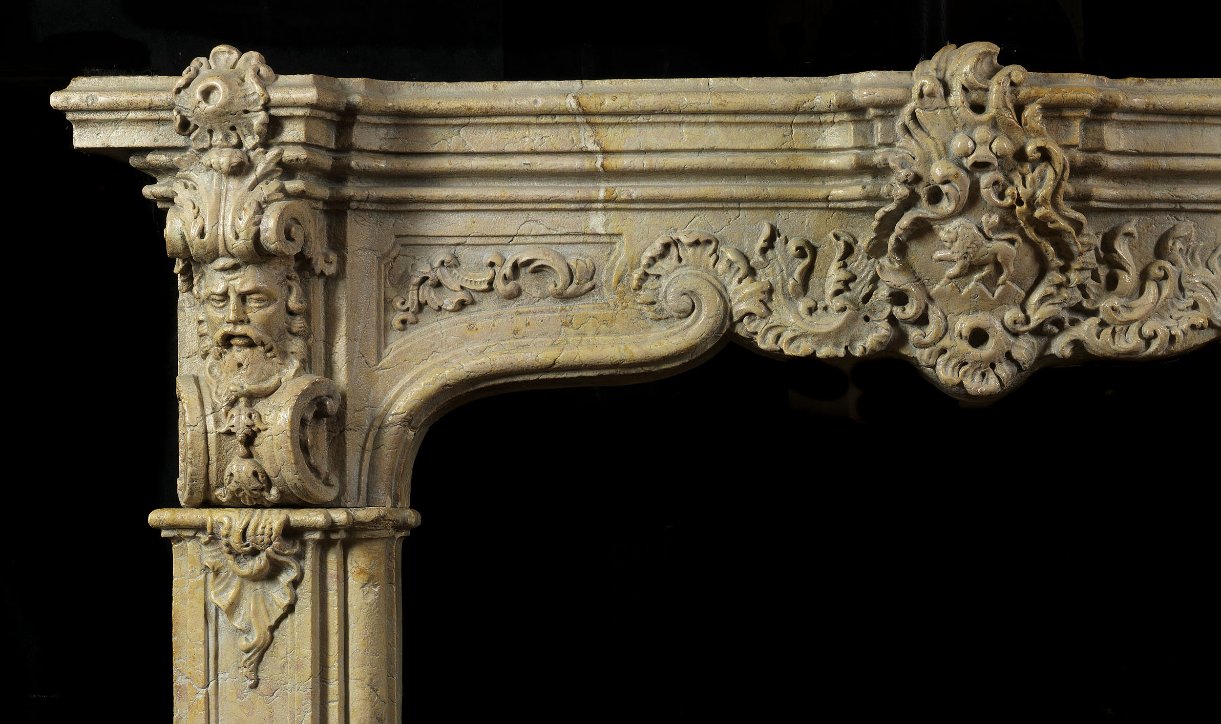 Antique Renaissance Revival marble fireplace mantel 

