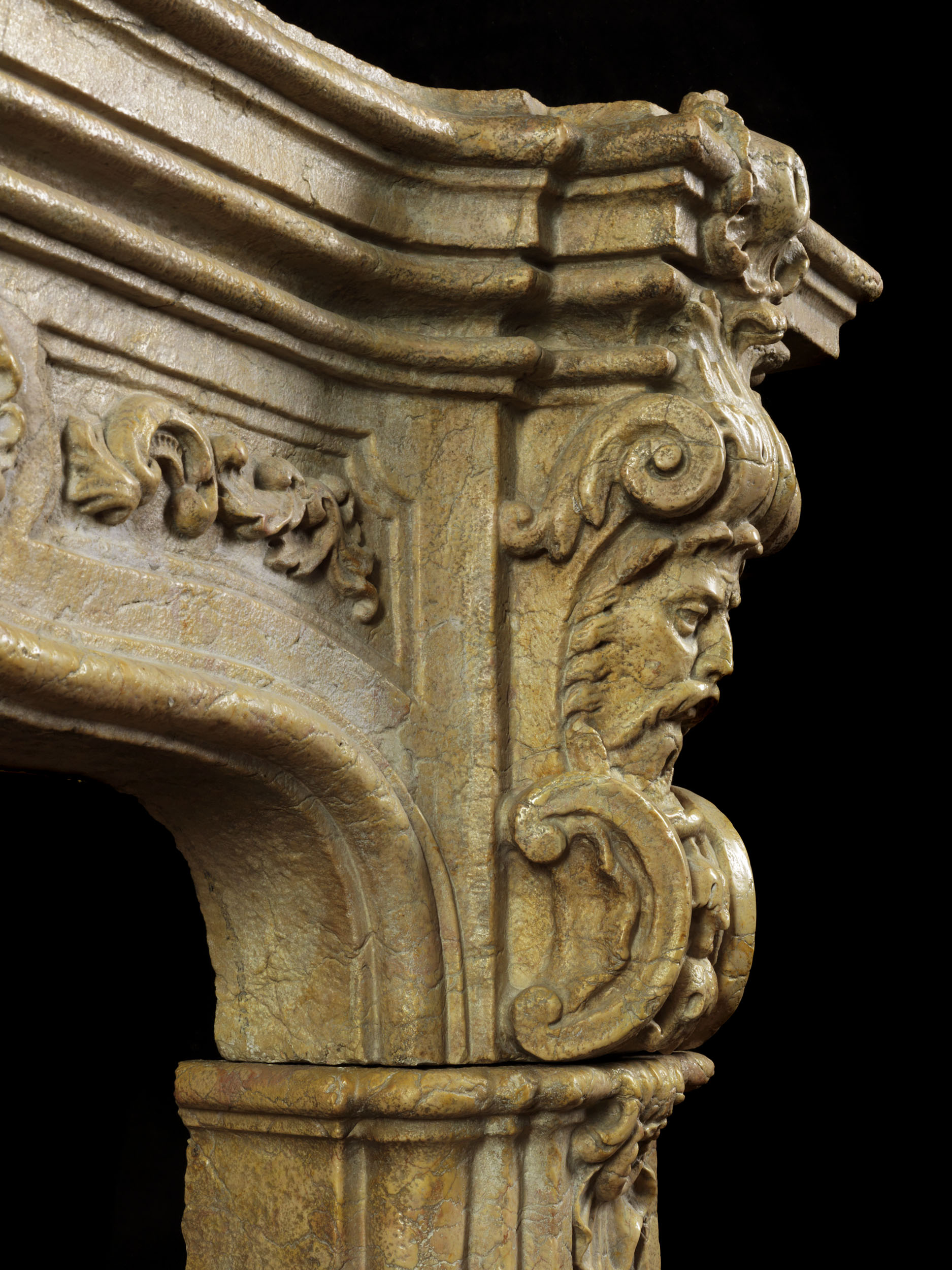 Antique Renaissance Revival marble fireplace mantel 

