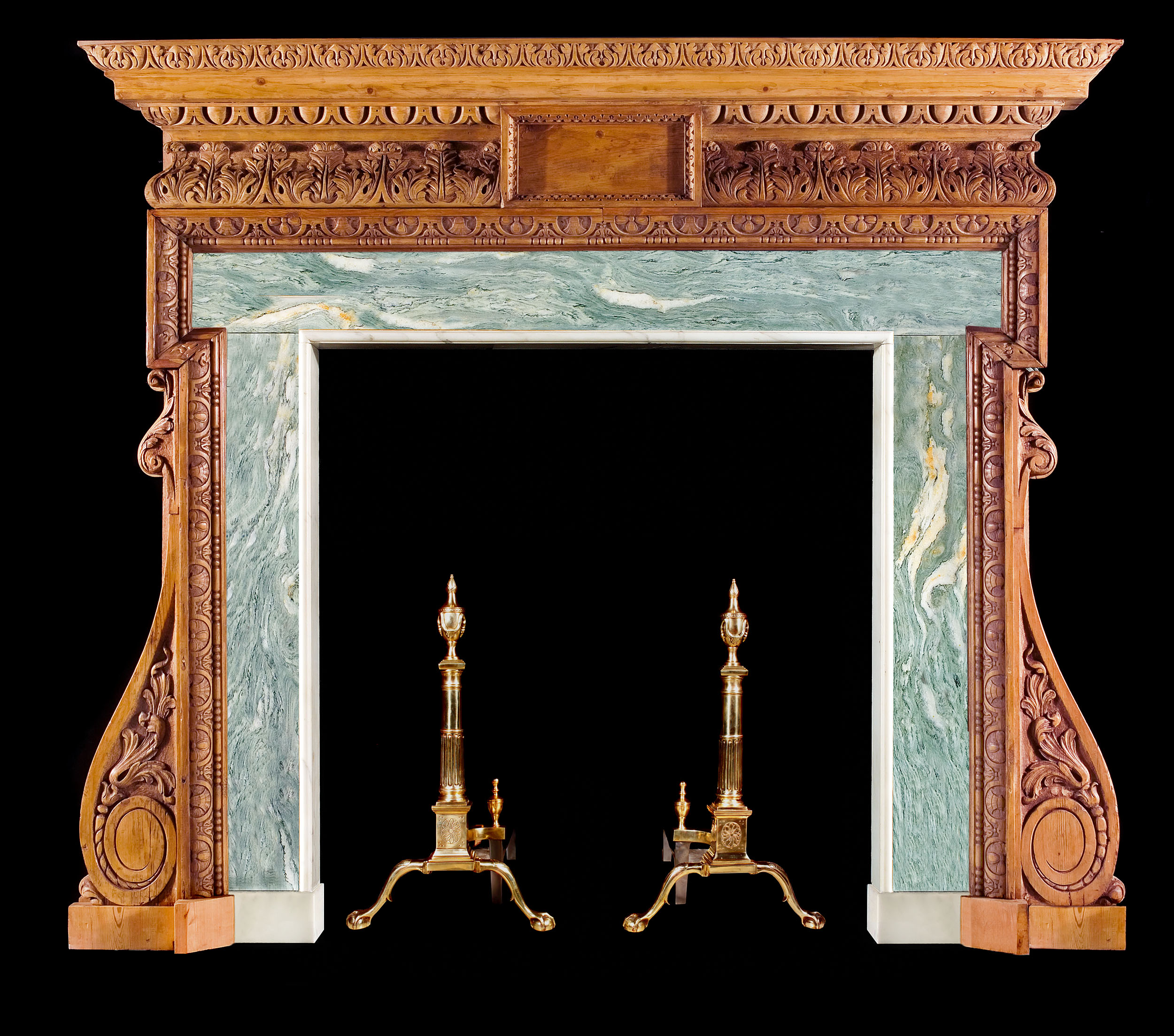  A George II carved pine antique fireplace surround