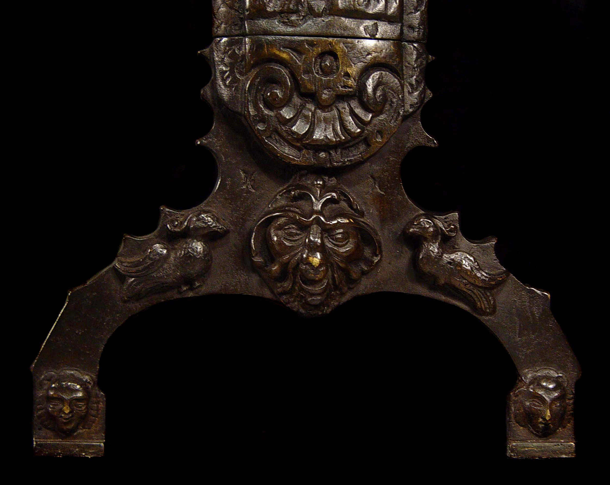  Berkeley Castle Elizabethan style cast bronze andirons   