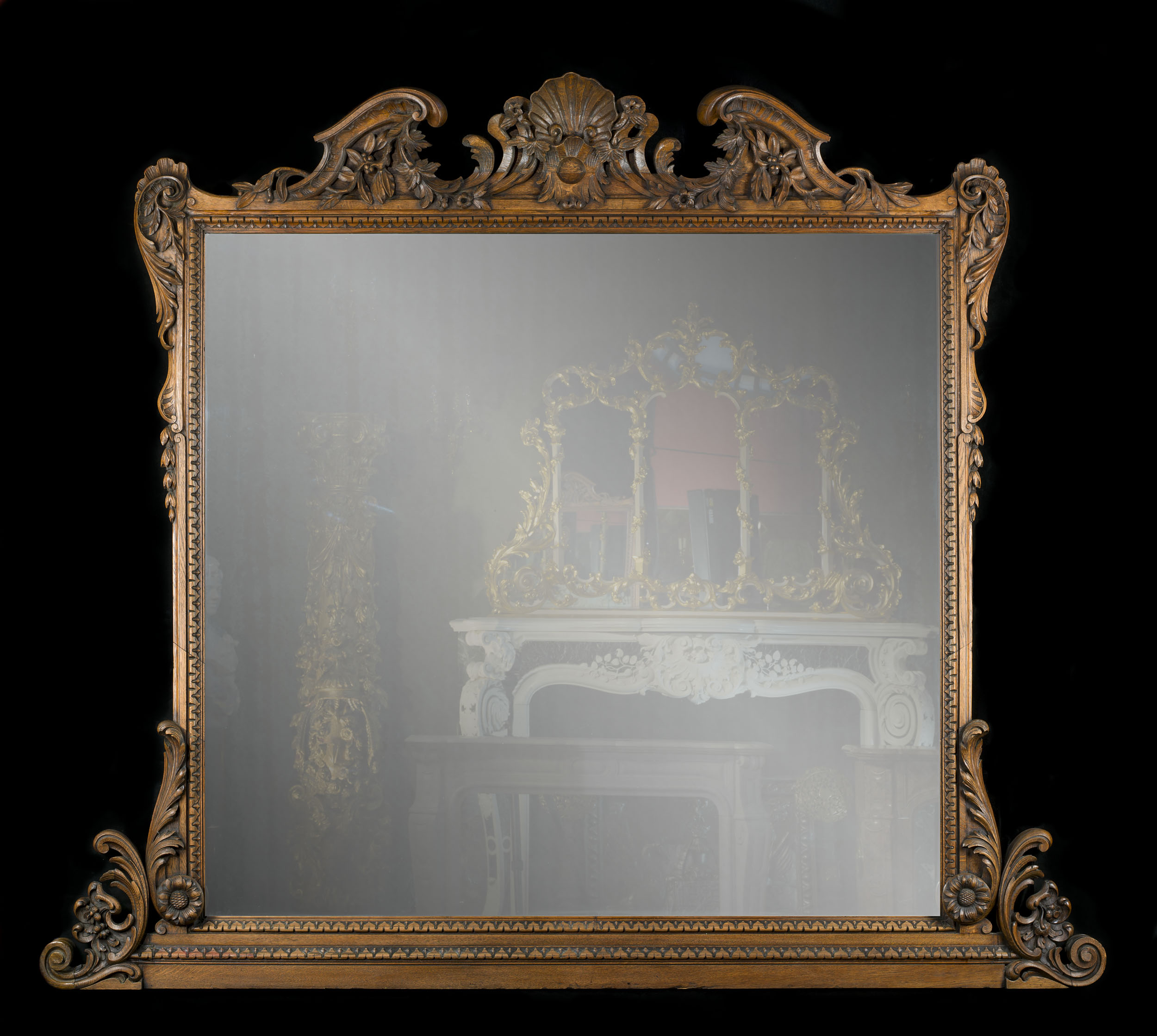 A Chippendale Rococo Style Oak Mirror
