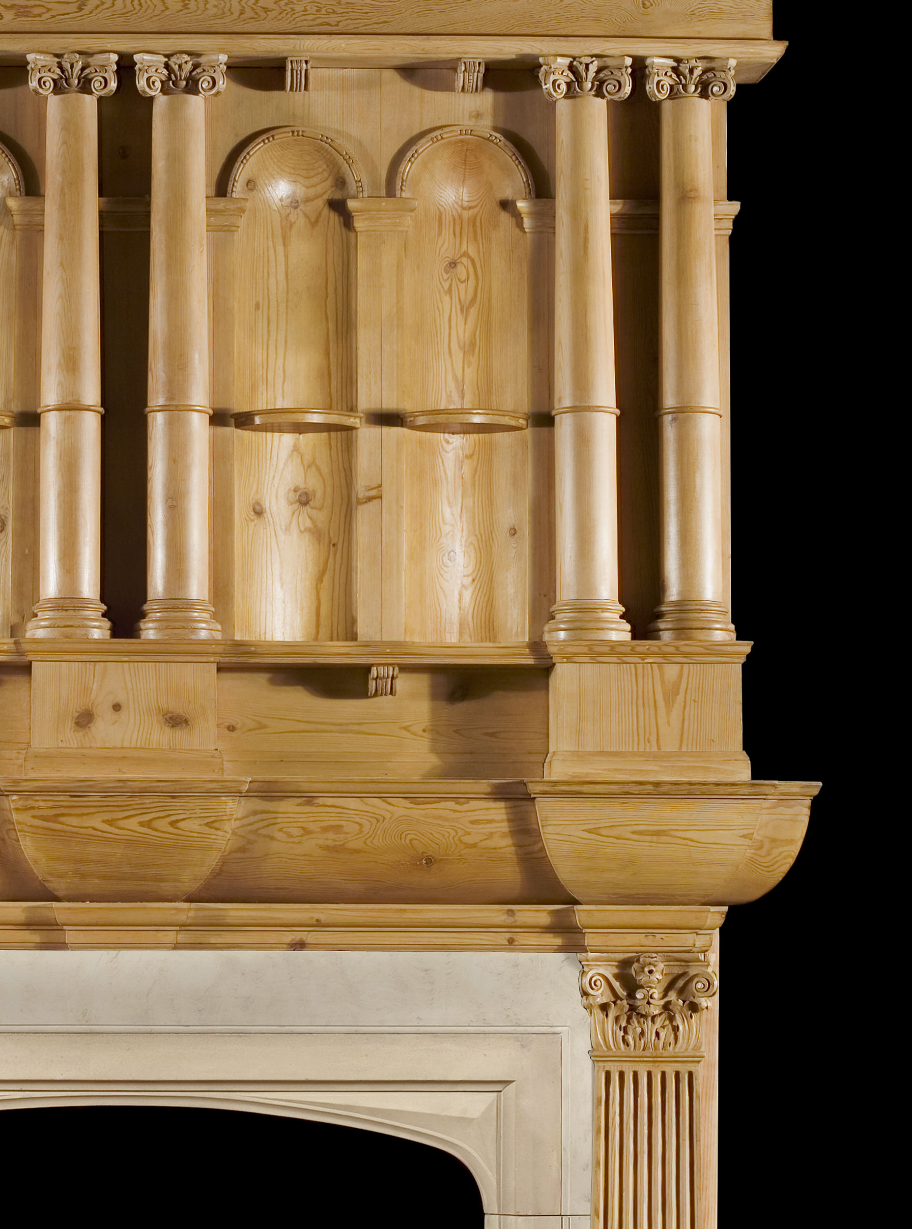 A Gothic Revival Antique Pine Chimneypiece 
