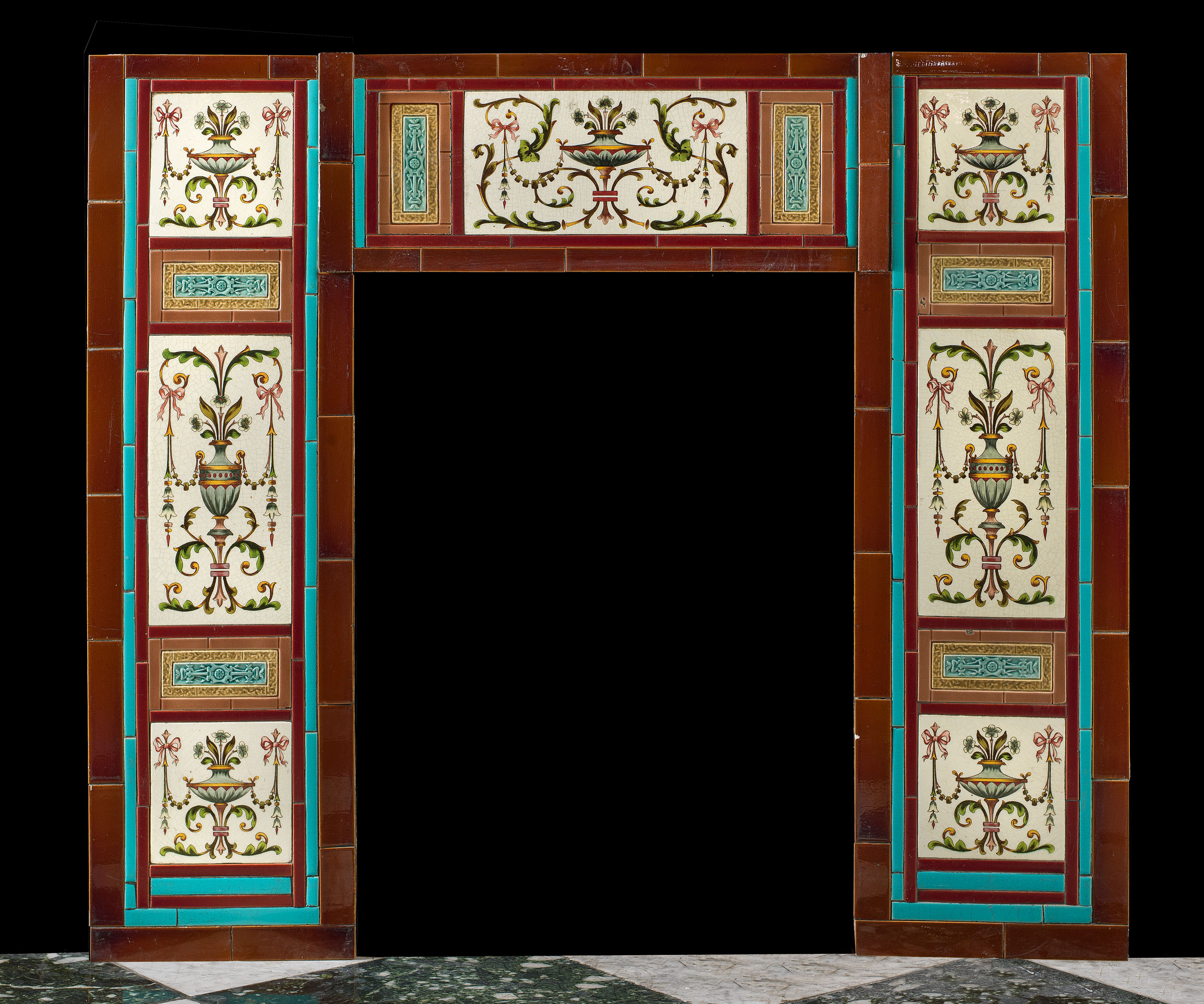 A Victorian Tiled Fireplace Interior Insert
