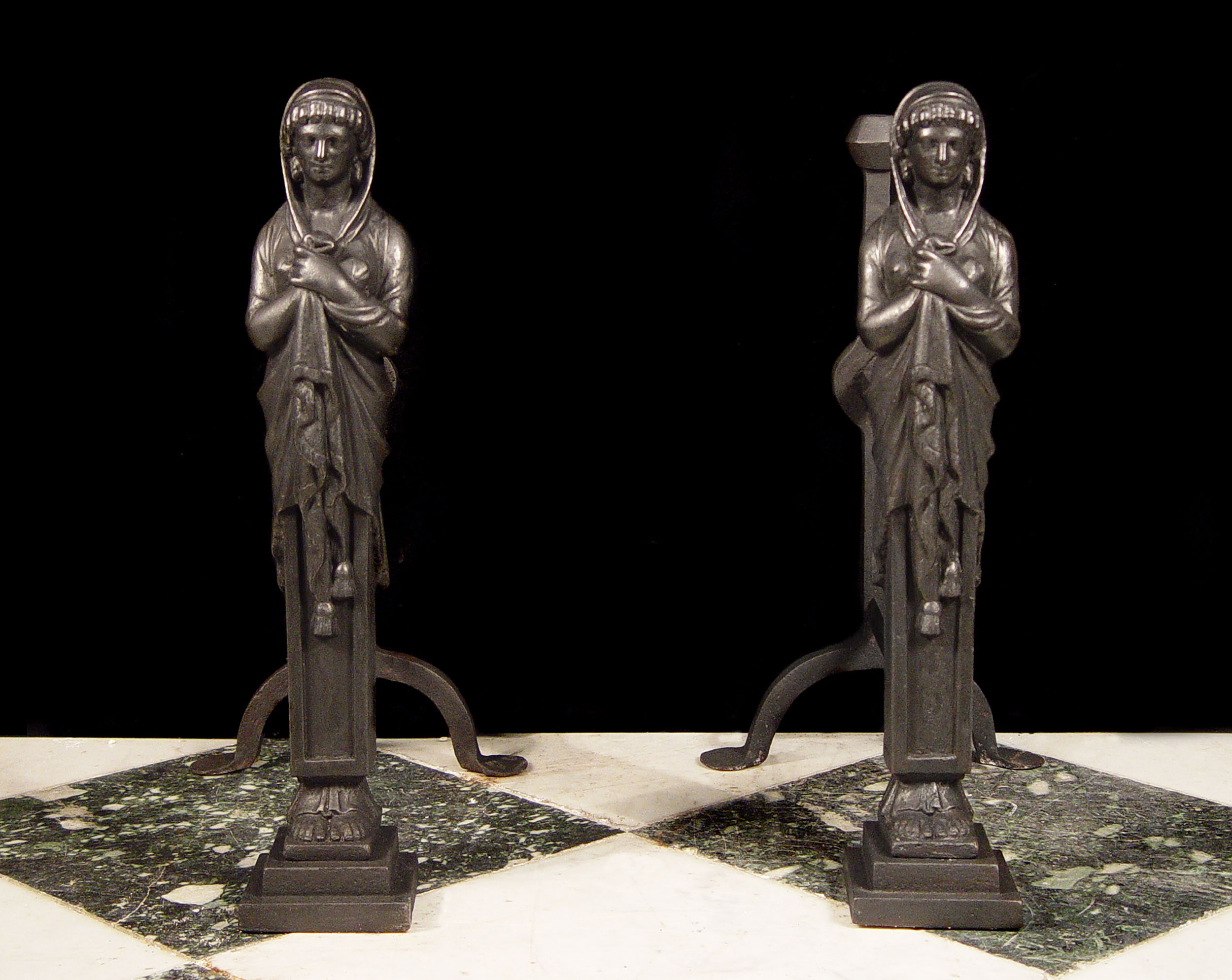 17th Century Style Antique Figural Andirons