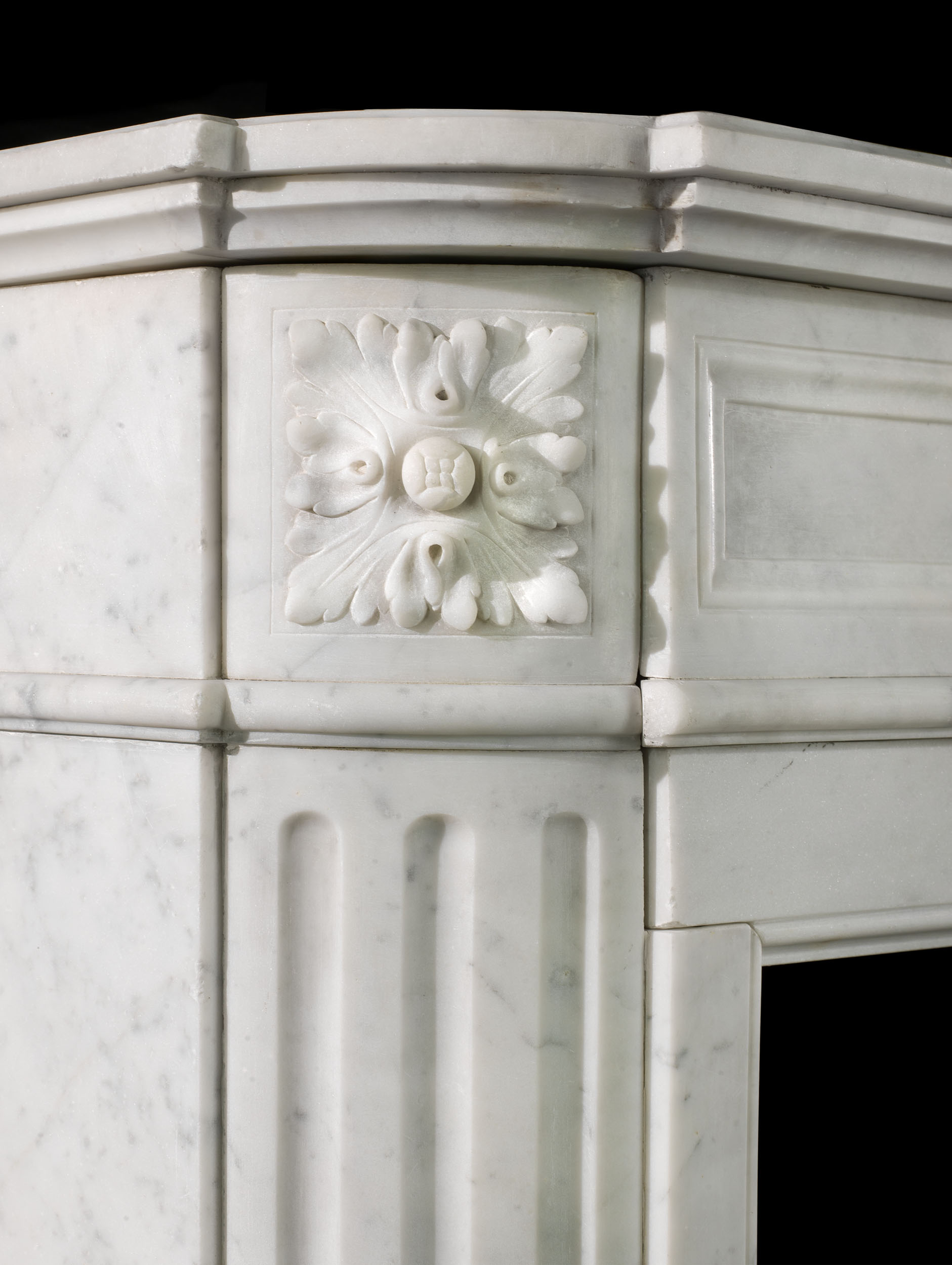  A Small Louis XVI Carrara Marble Fireplace 