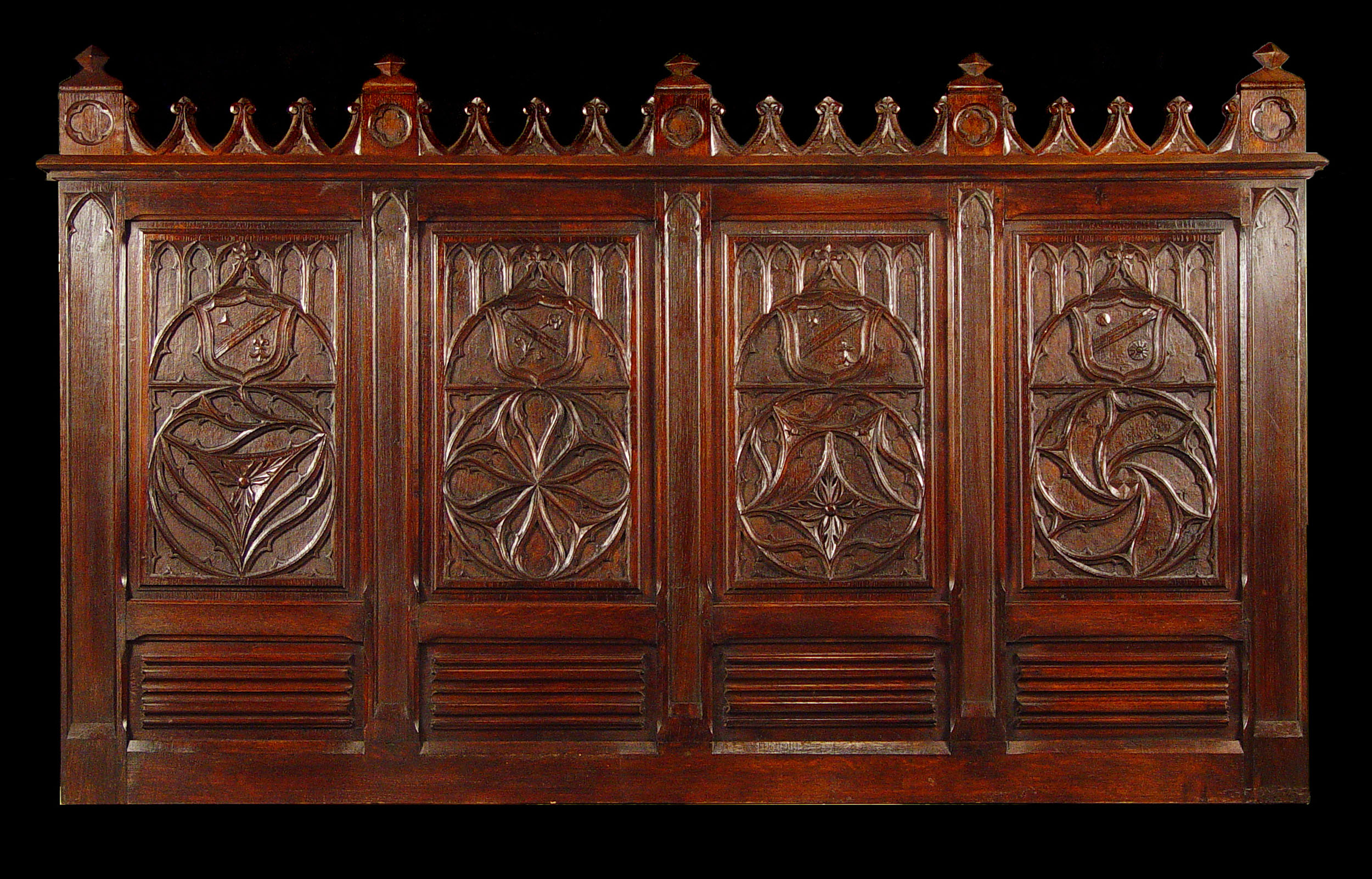 A Carved Oak Gothic Revival Overmantel