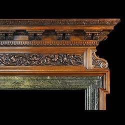 Antique carved Oak Palladian manner fireplace mantel
