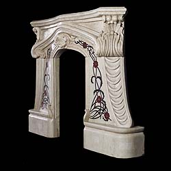 A small Arts & Crafts inlaid marble Fireplace Surround