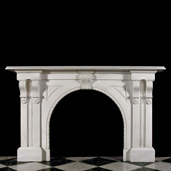 A Victorian white Marble Arched Fire Surround 
