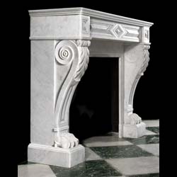 A Carrara Marble Louis XVI Style Fireplace
