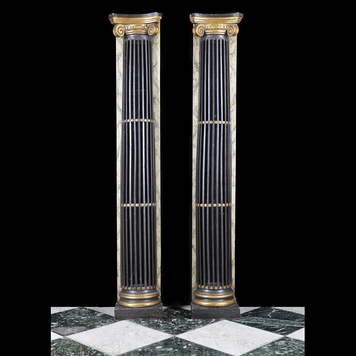 A Pair of Regency Ebonised Wood Columns