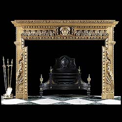A Palladian style carved pine Antique Chimneypiece Mantel