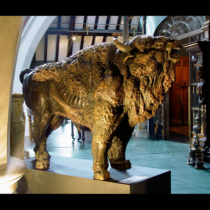 A Large Painted Terracotta Model of a Bison