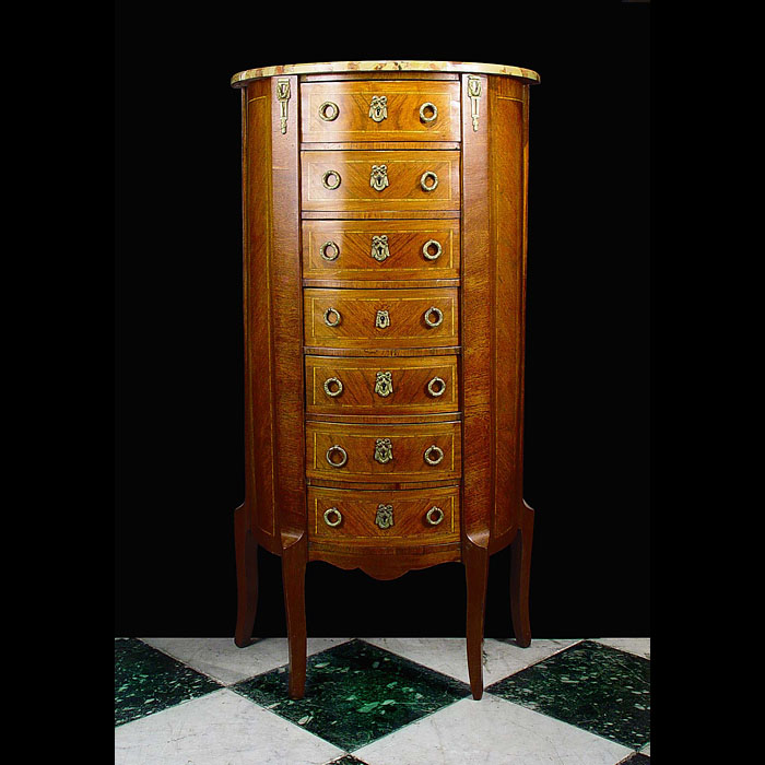  A tall Victorian Kingswood and Walnut demi lune chest   